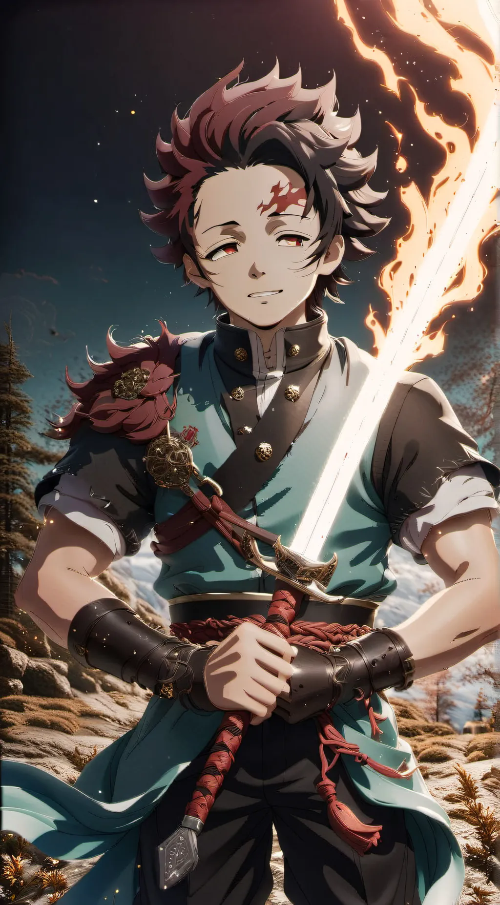 ai character: Tanjiro kamado background
