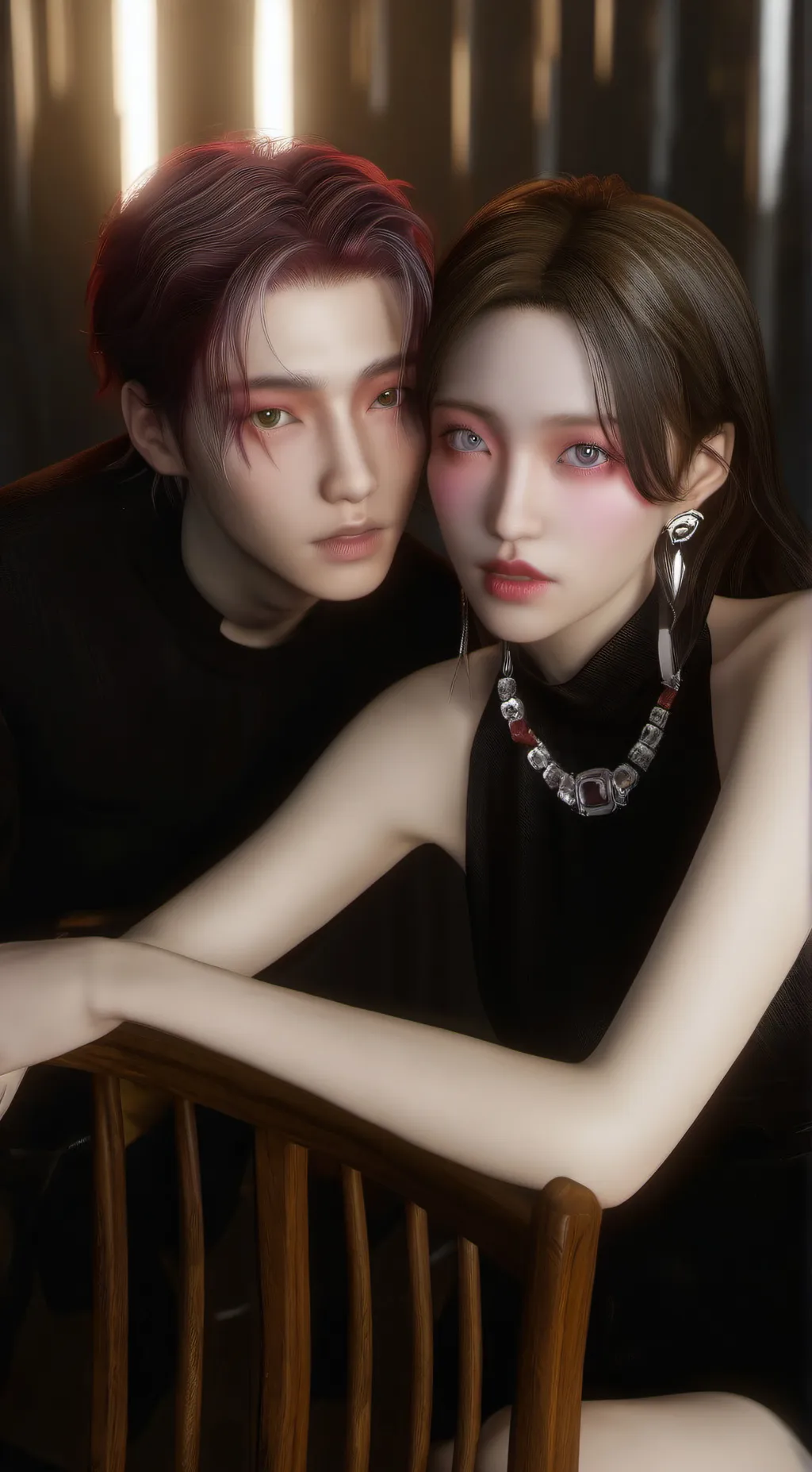 ai character: hyunjin and yeji background