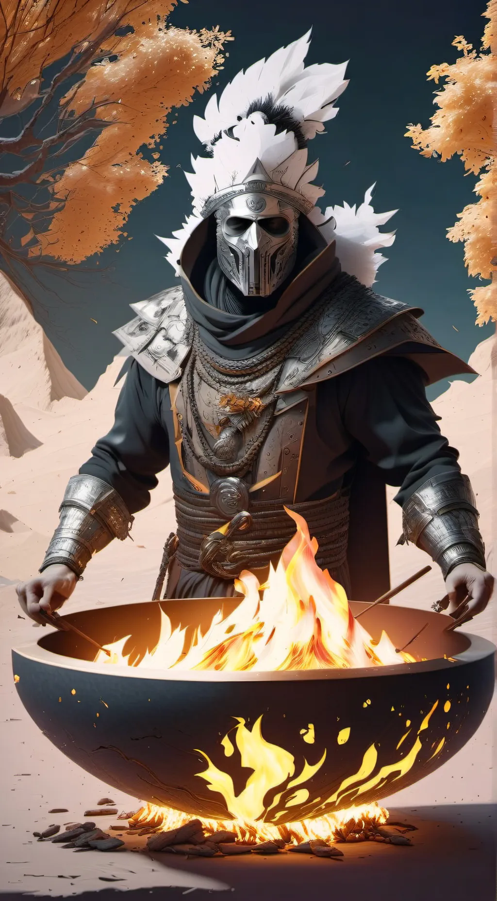 ai character: Fire bowl background