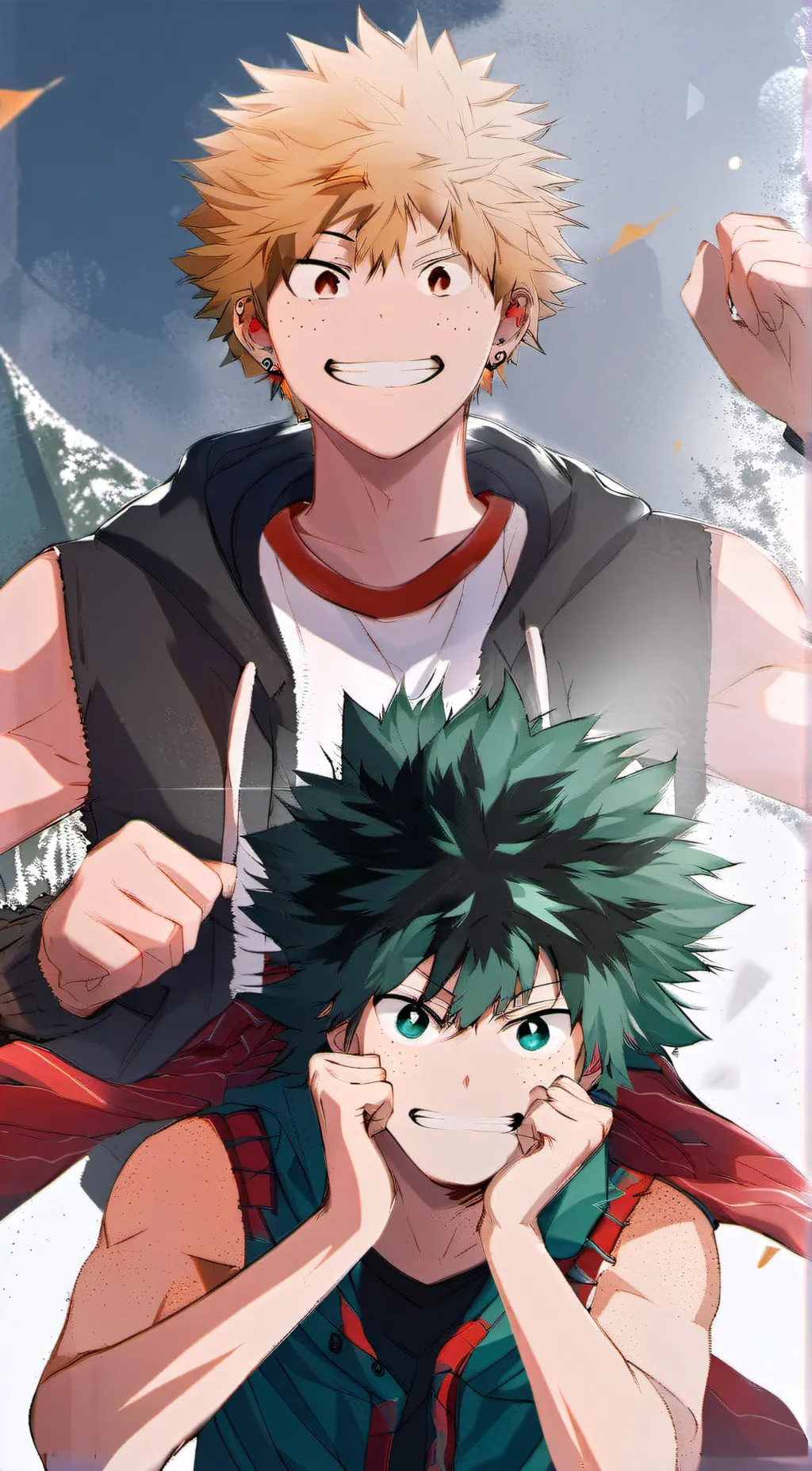 ai character: bakugo and deku background