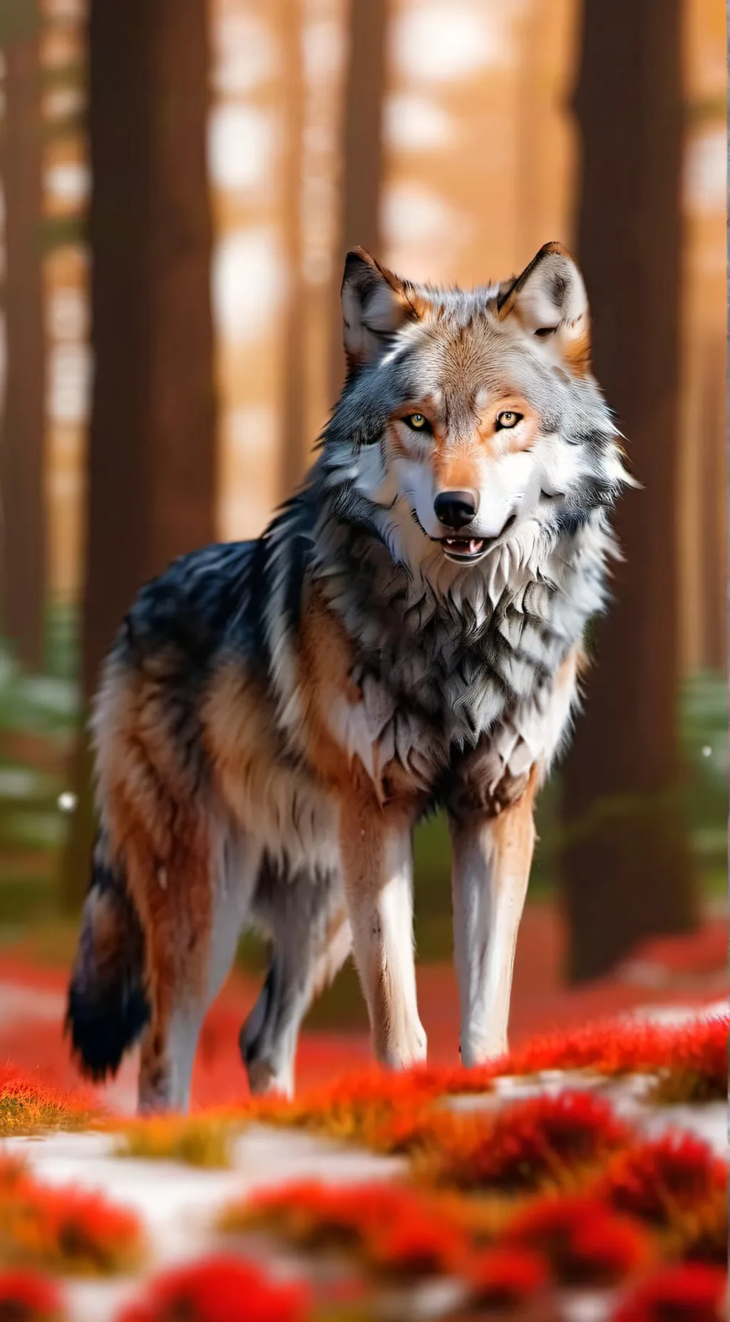 ai character: Wild wolf background
