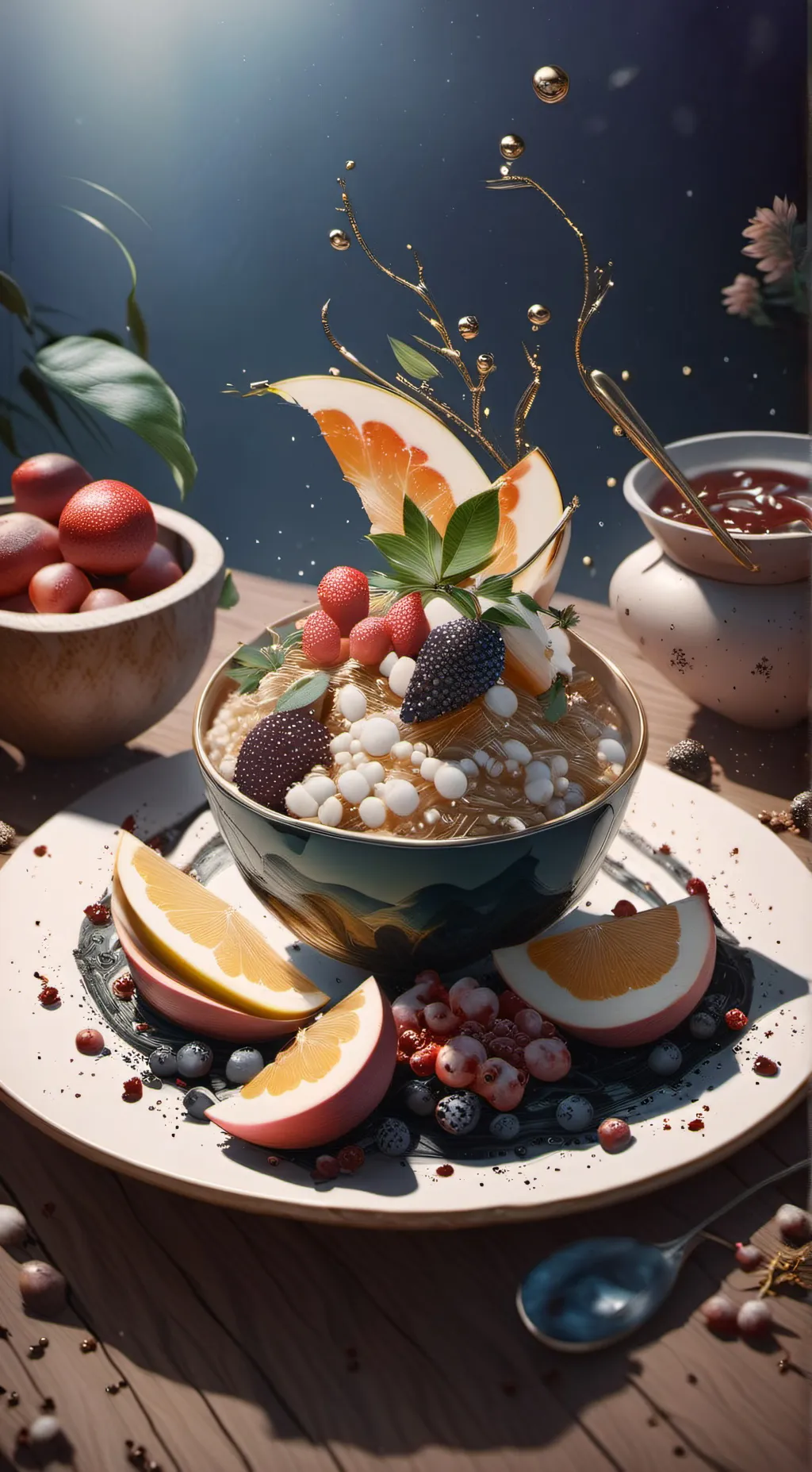 ai character: talking fruit background