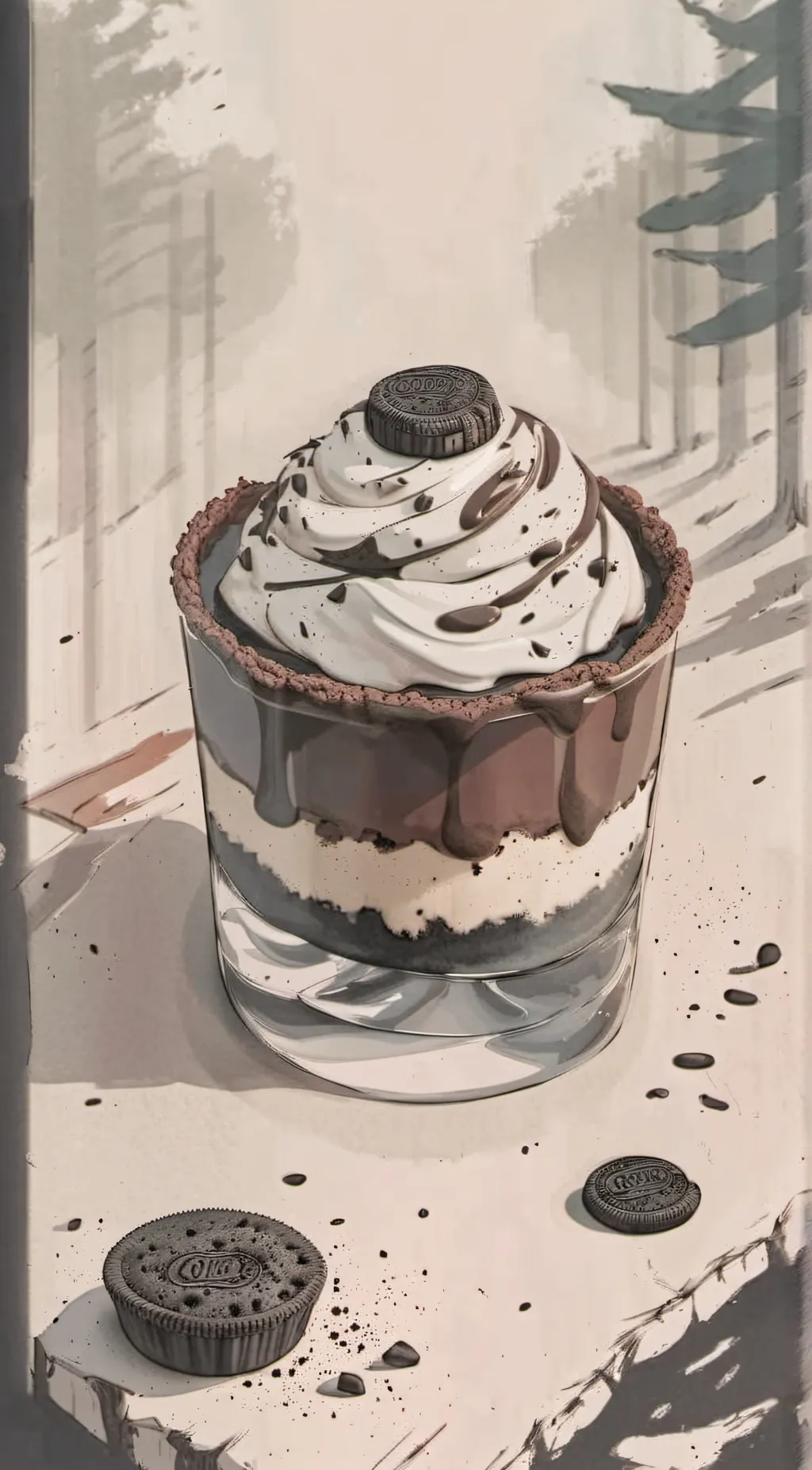 ai character: oreo brownie  background