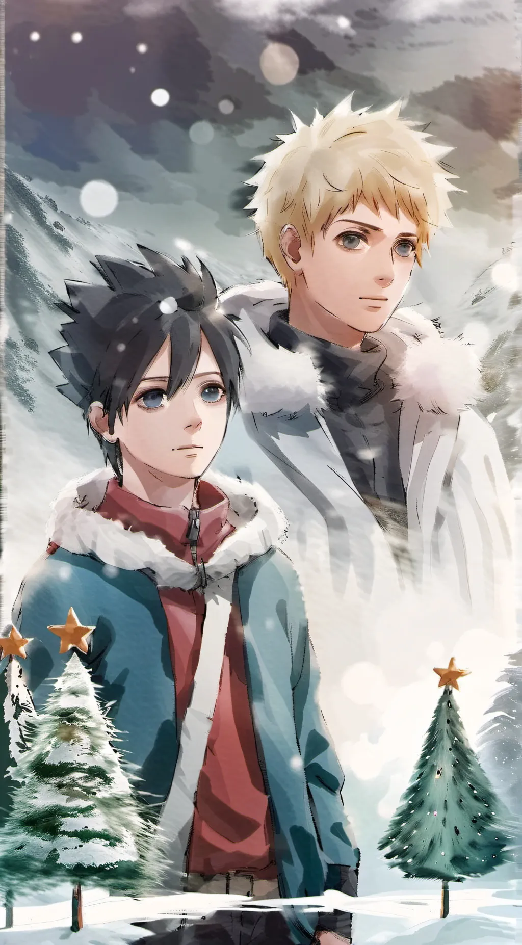 ai character: Christmas boruto  background