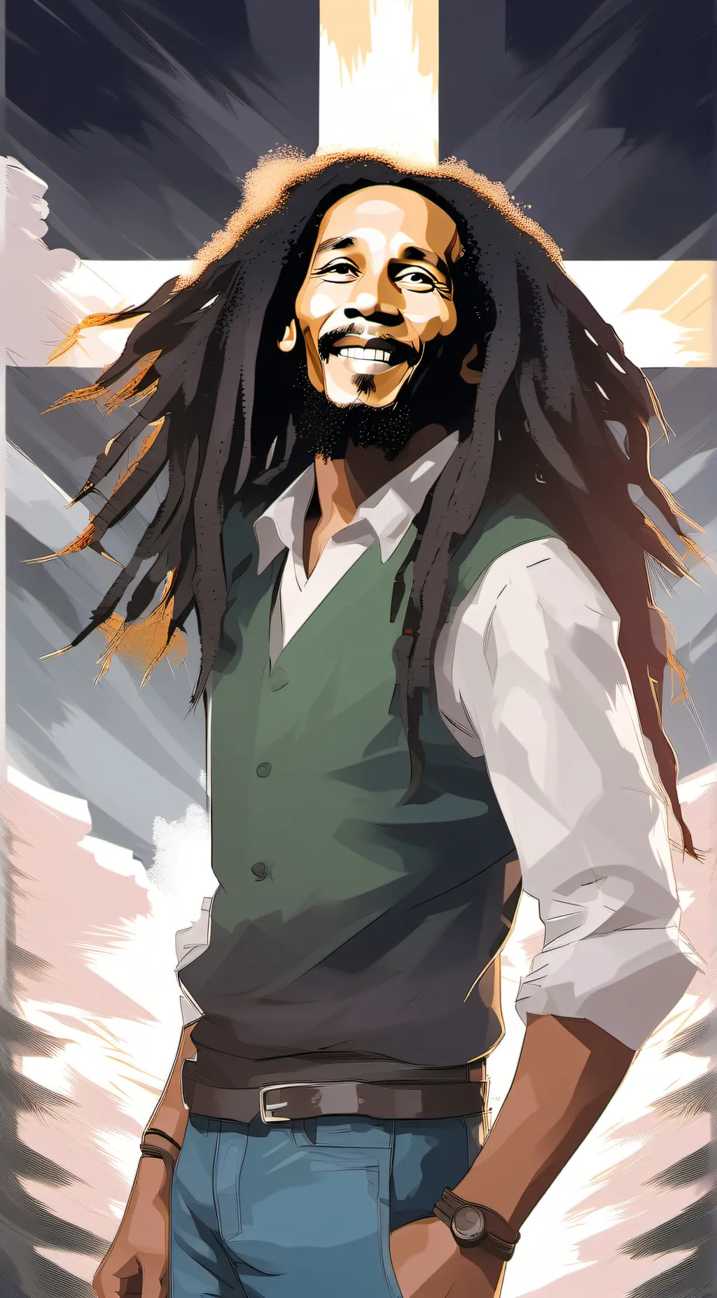 ai character: bob Marley  background