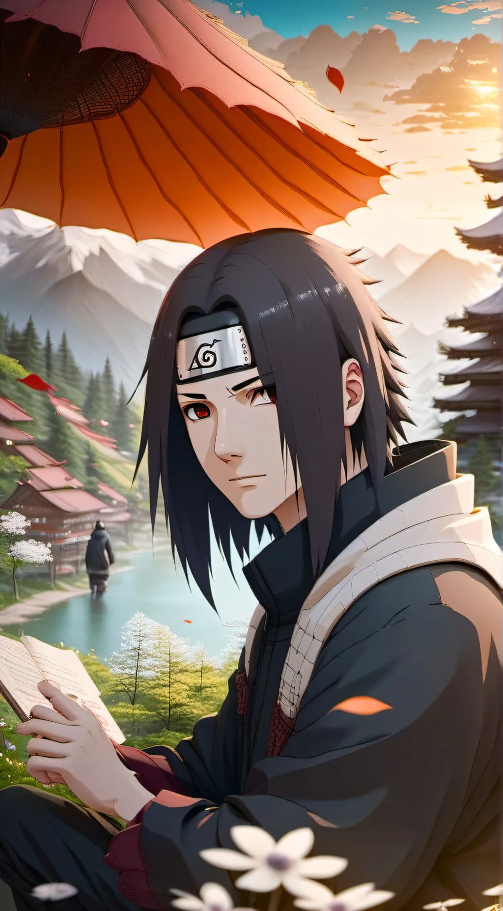 ai character: Itachi 😃  background