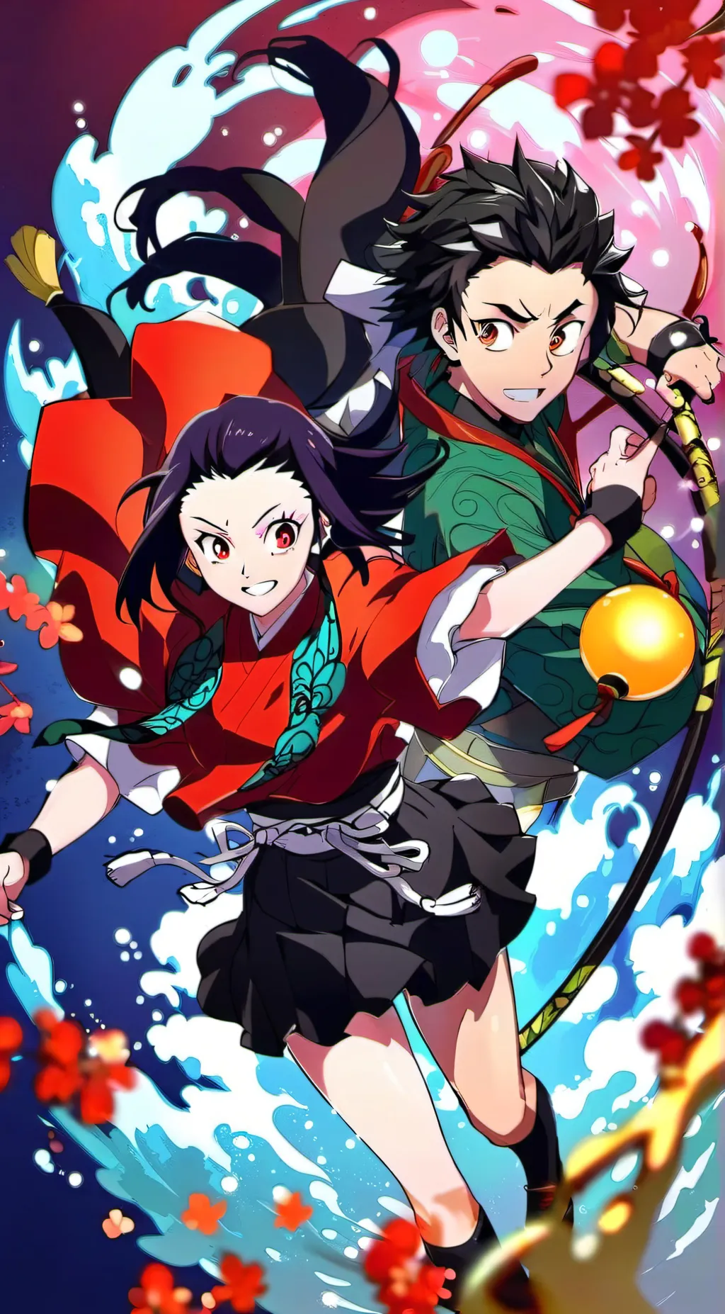 ai character: Nezuko and Tanjiro background