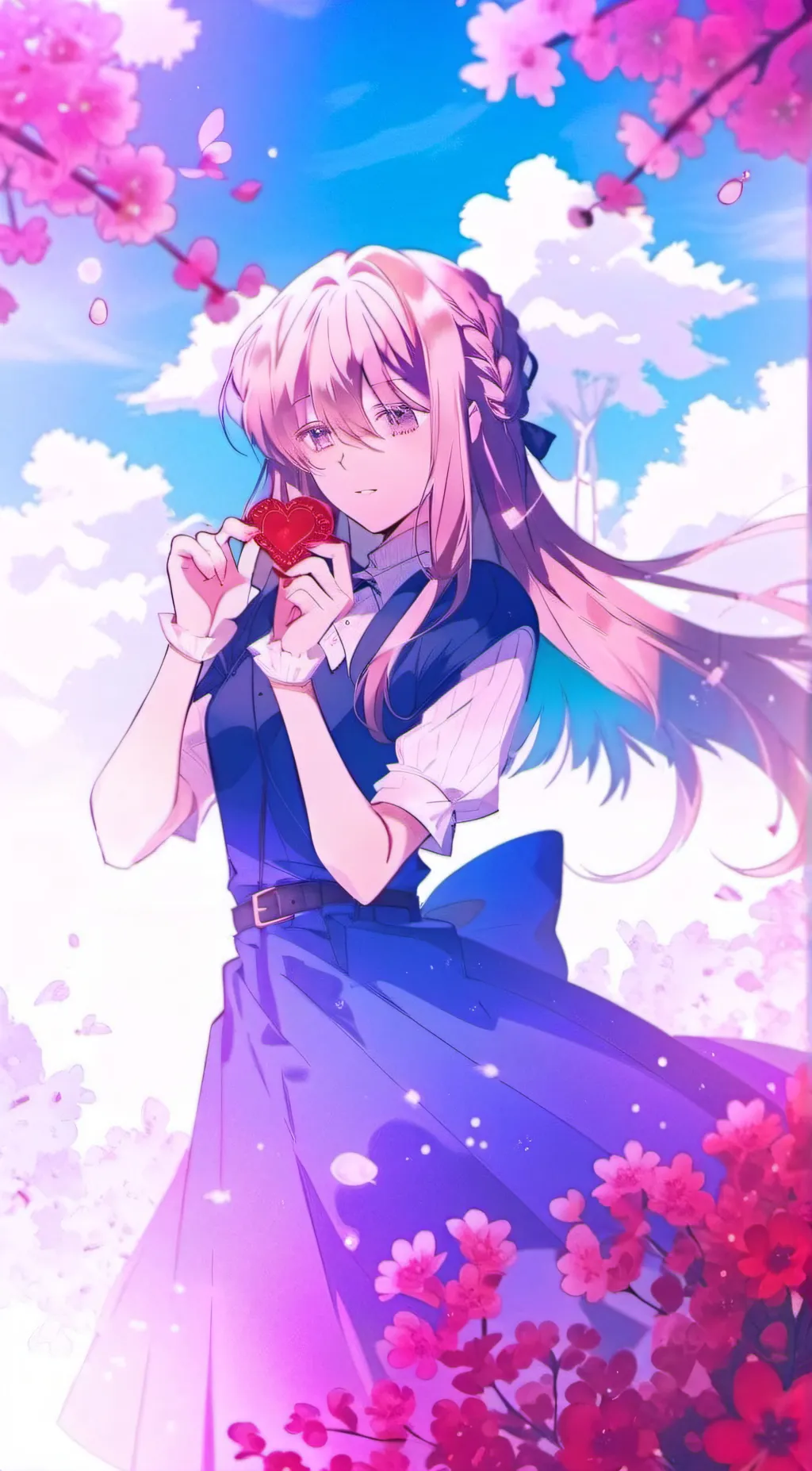 ai character: Ruby and Aqua background
