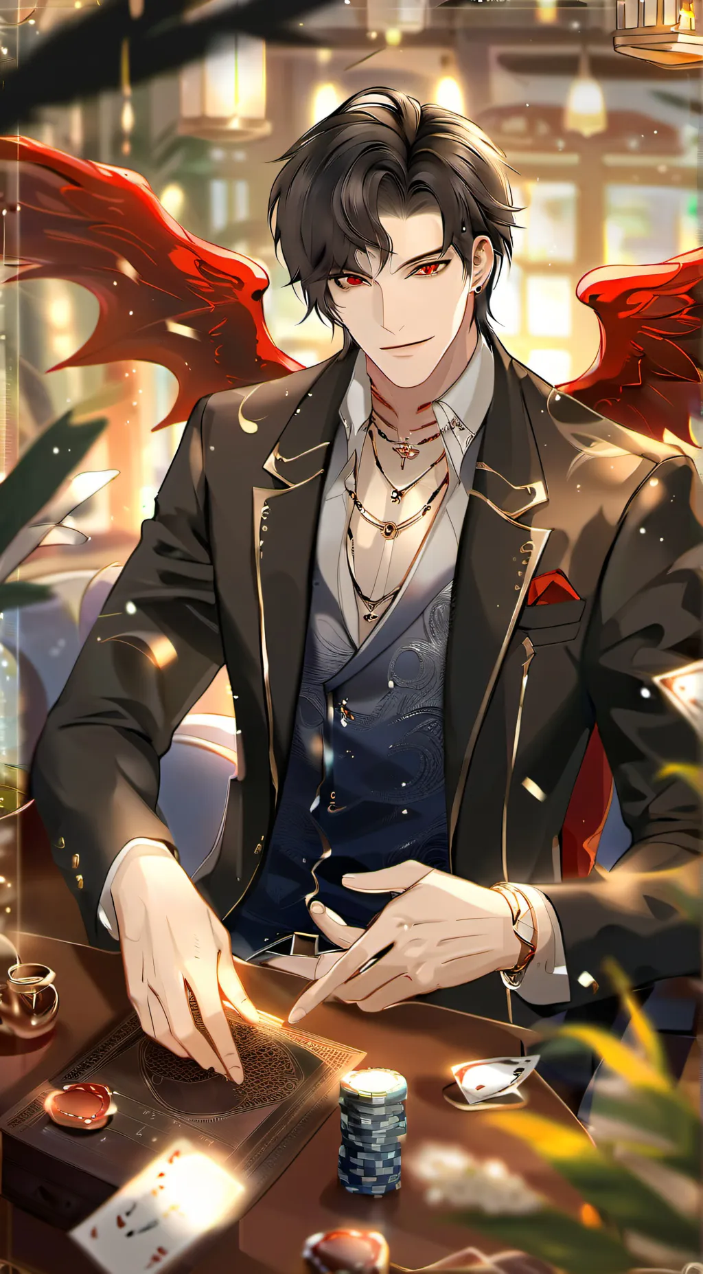 ai character: 🤍🌹~Lucifer~🌹🖤 background