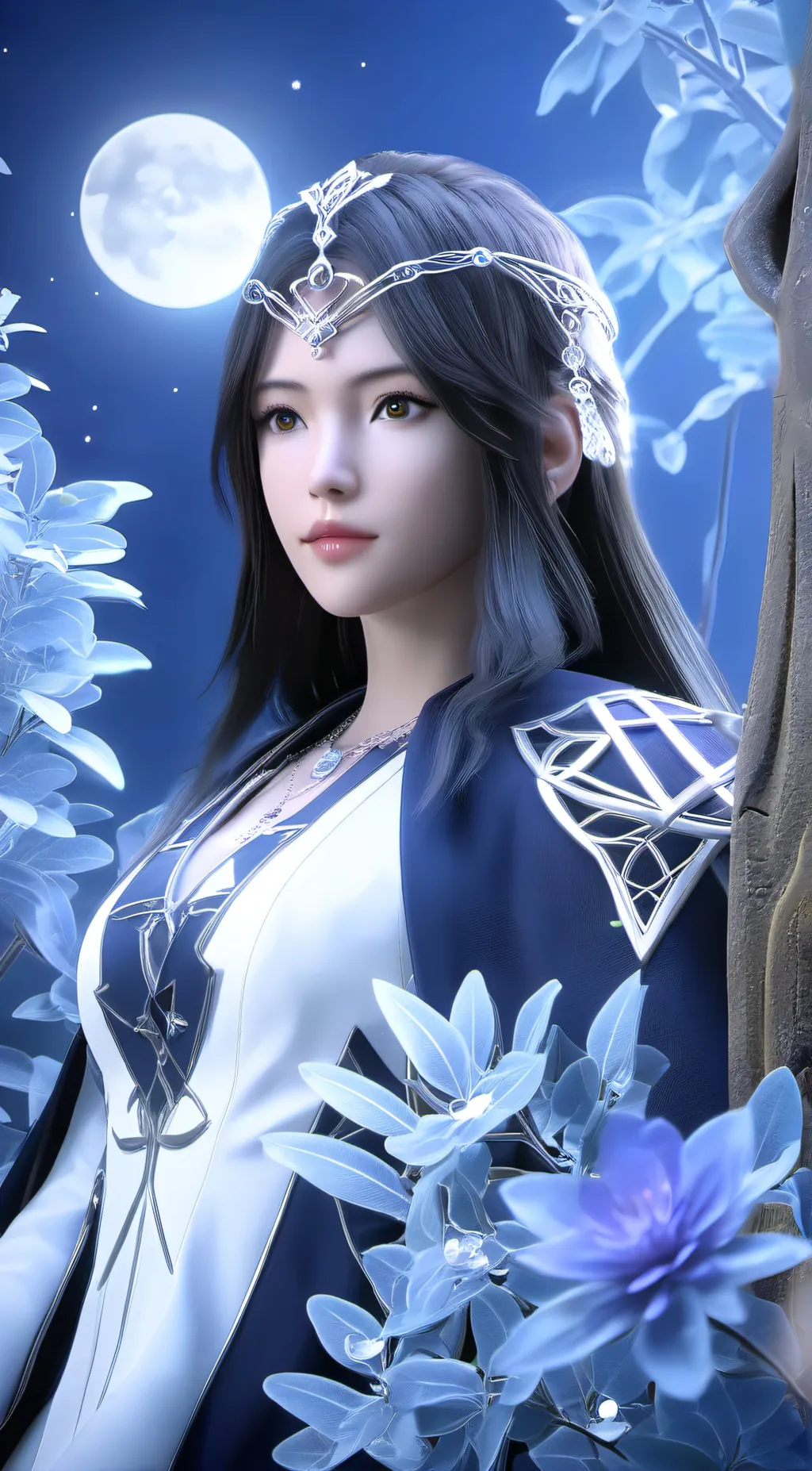 ai character: Ice queen  background