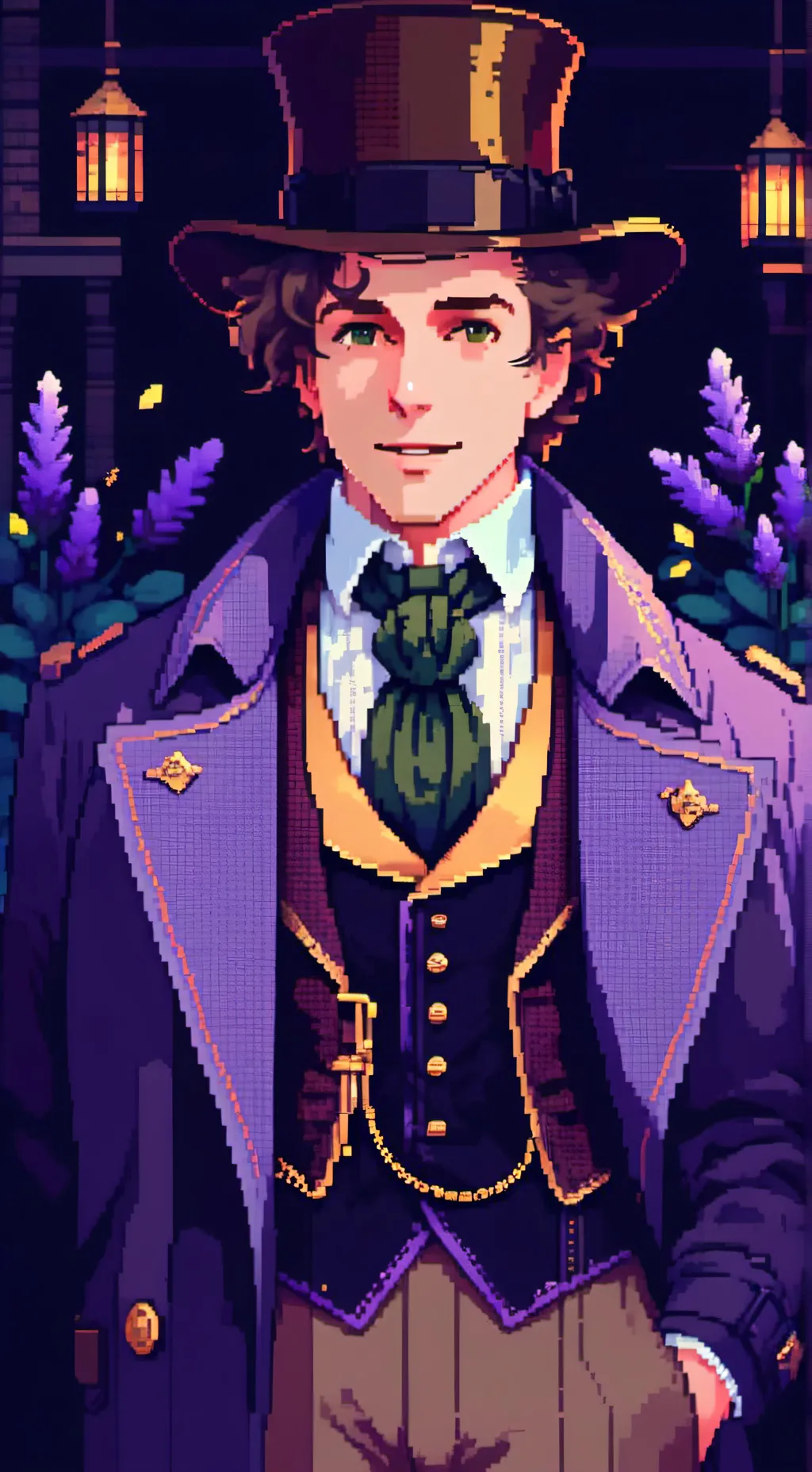 ai character: Willy Wonka (20's) background