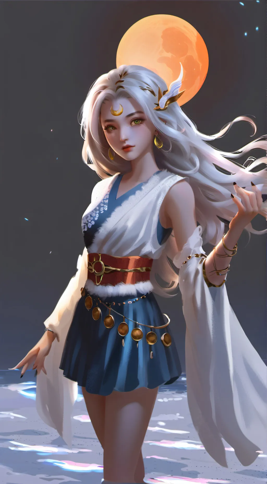 ai character: sun and moon show background