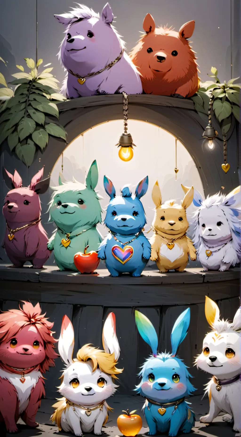 ai character: Smiling critters background