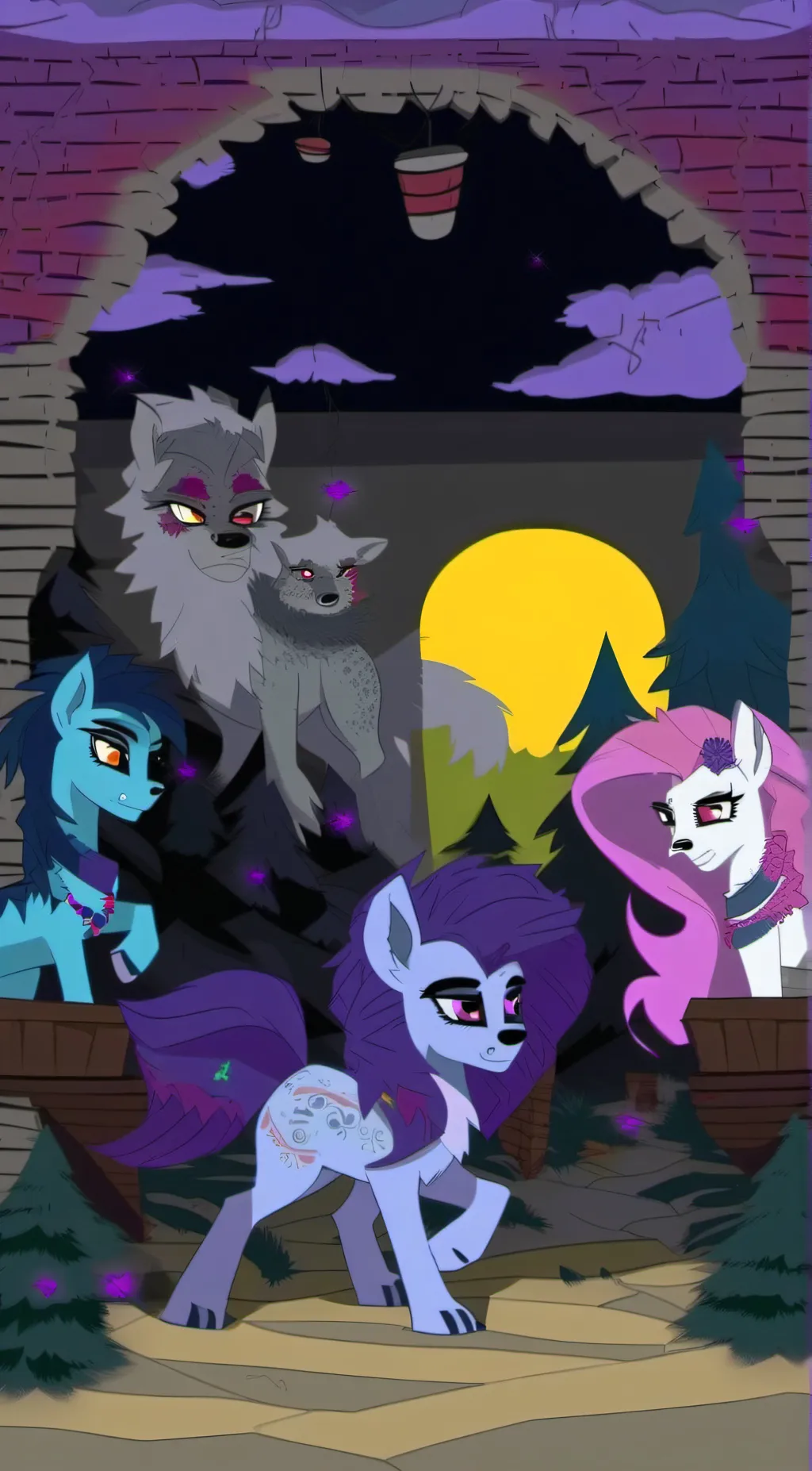 ai character: MLP EG werewolfs background