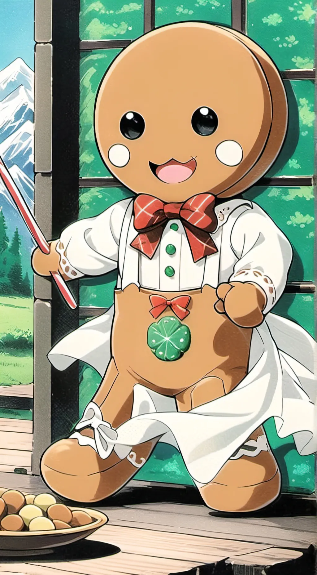 ai character: gingerbread man background