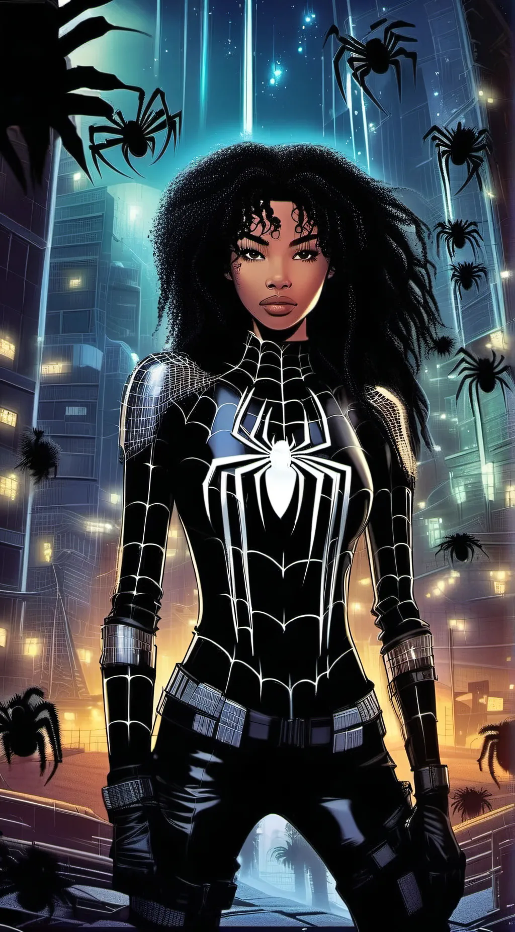 ai character: Spider vilet background