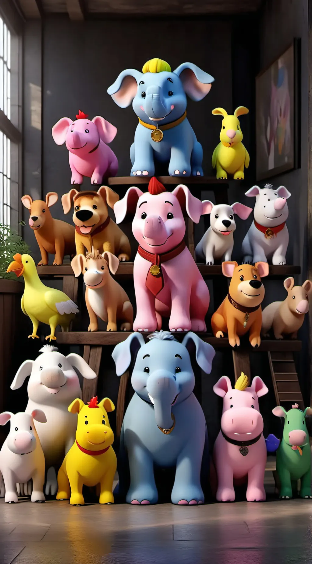 ai character: Smiling critters background