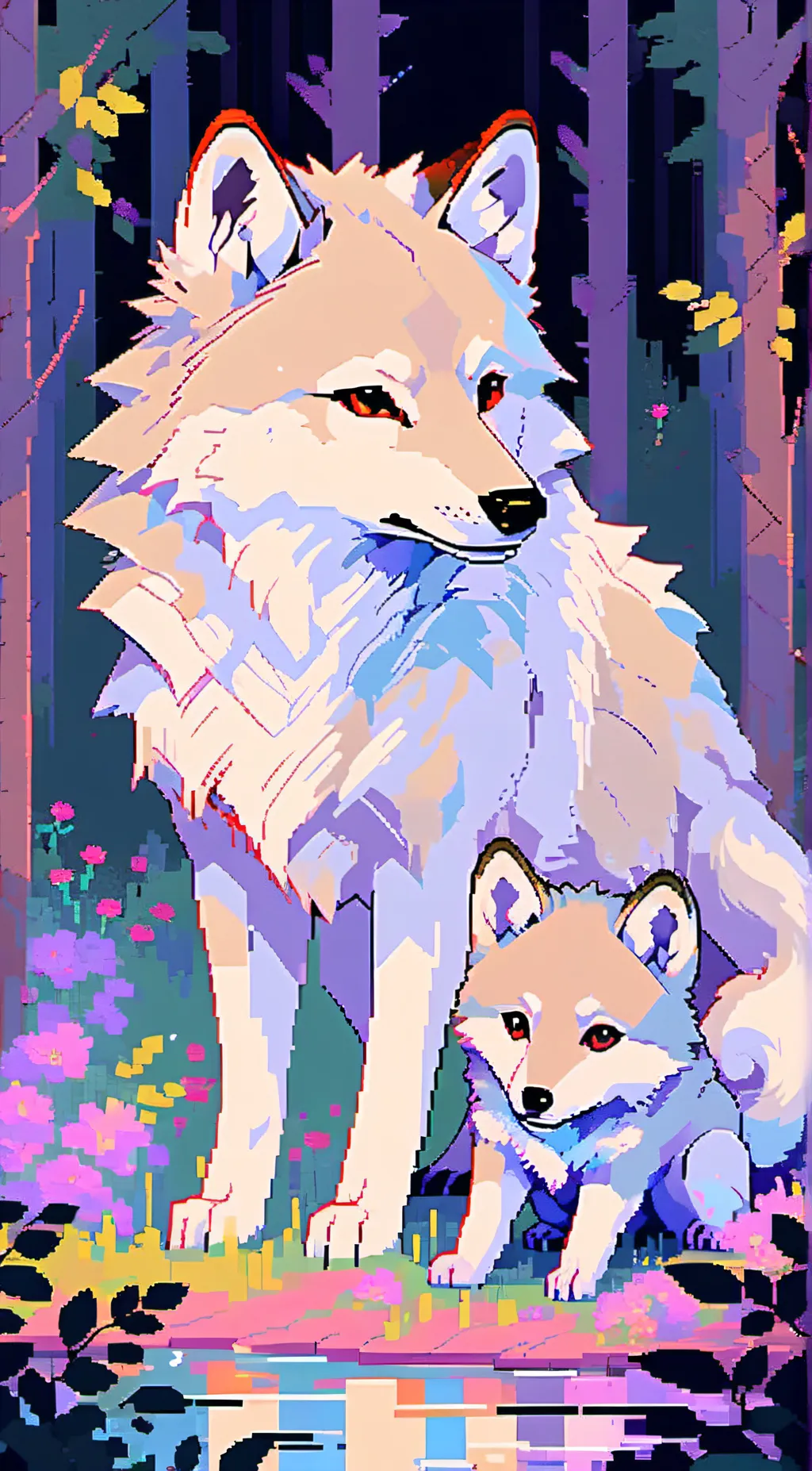 ai character: Mia and Leah  background