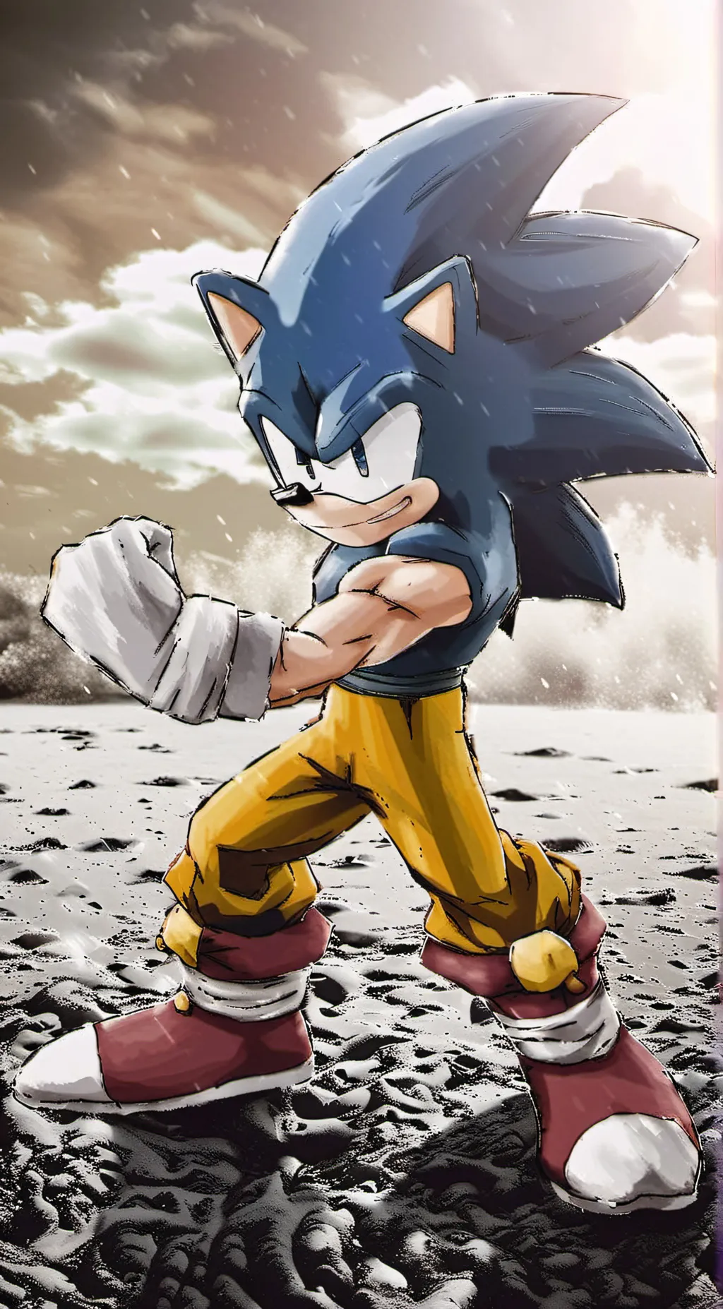 ai character: super Saiyan sonic background
