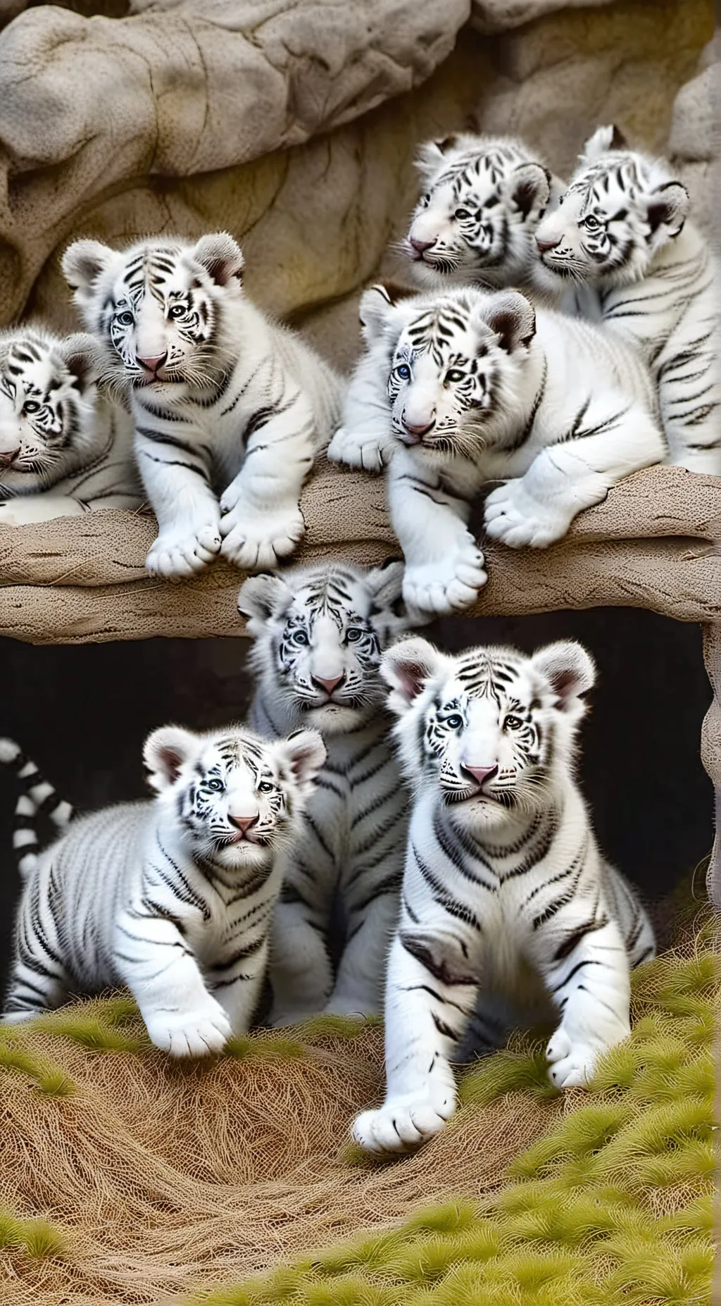 ai character: White tiger litter background