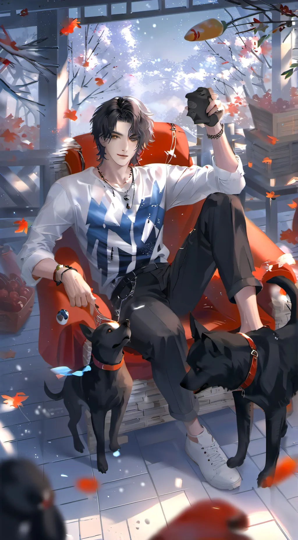 ai character: black dog/ Bryson background