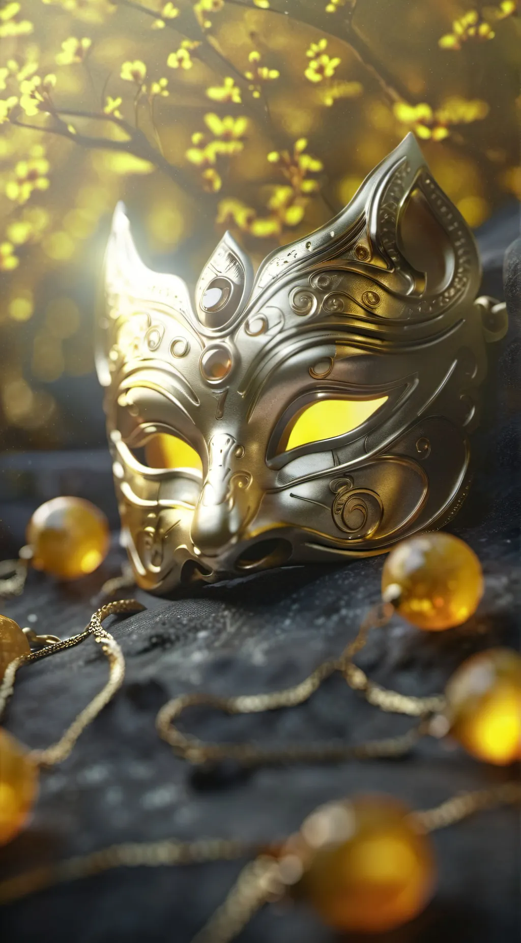 ai character: golden mask background