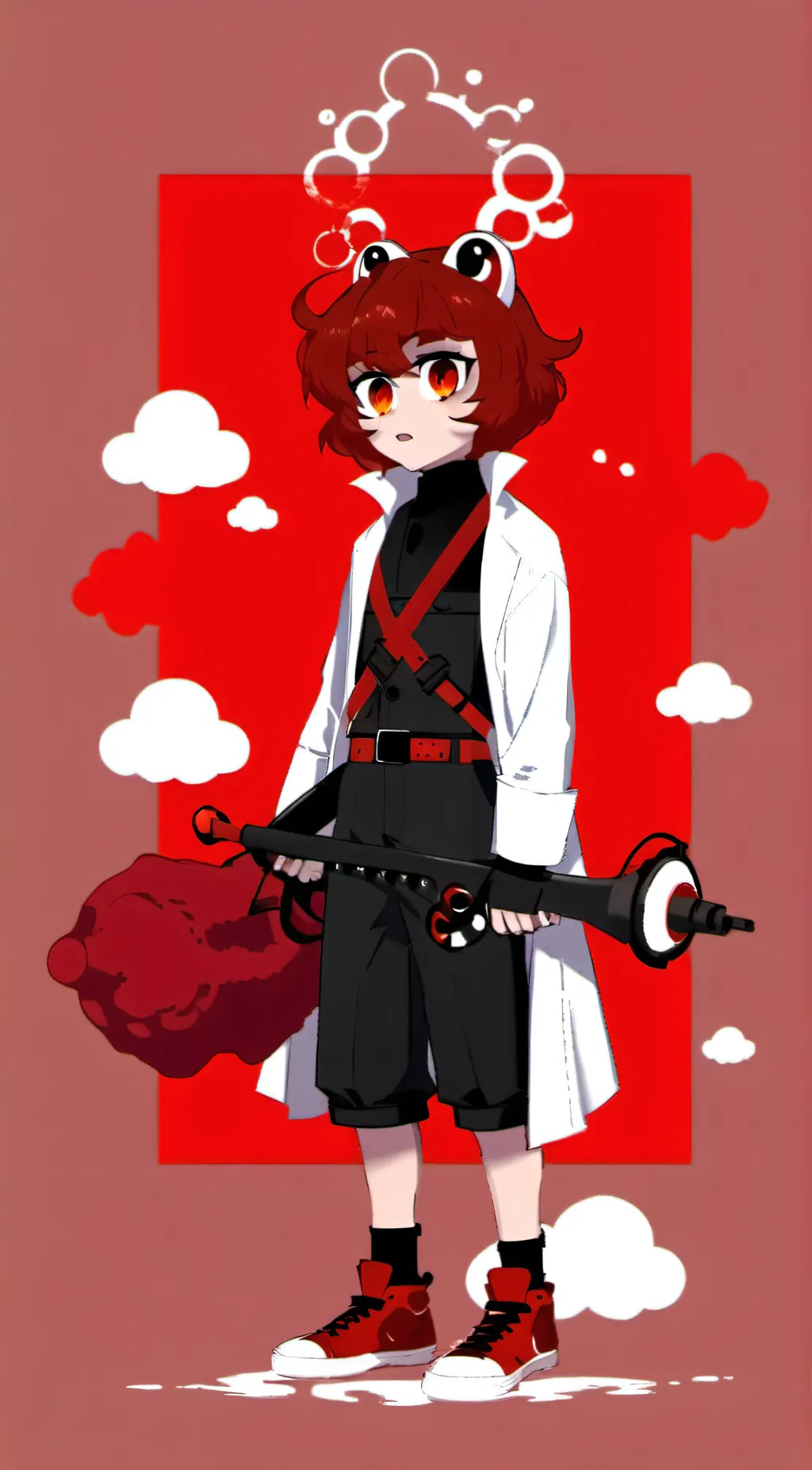 ai character: Red rainbow friend background