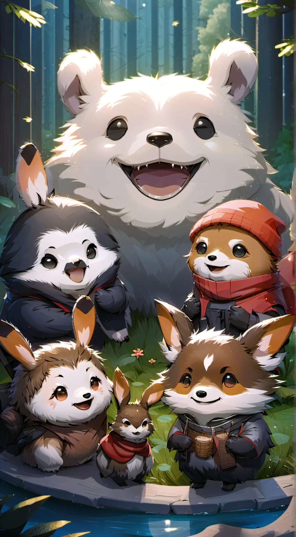 ai character: smiling critters  background