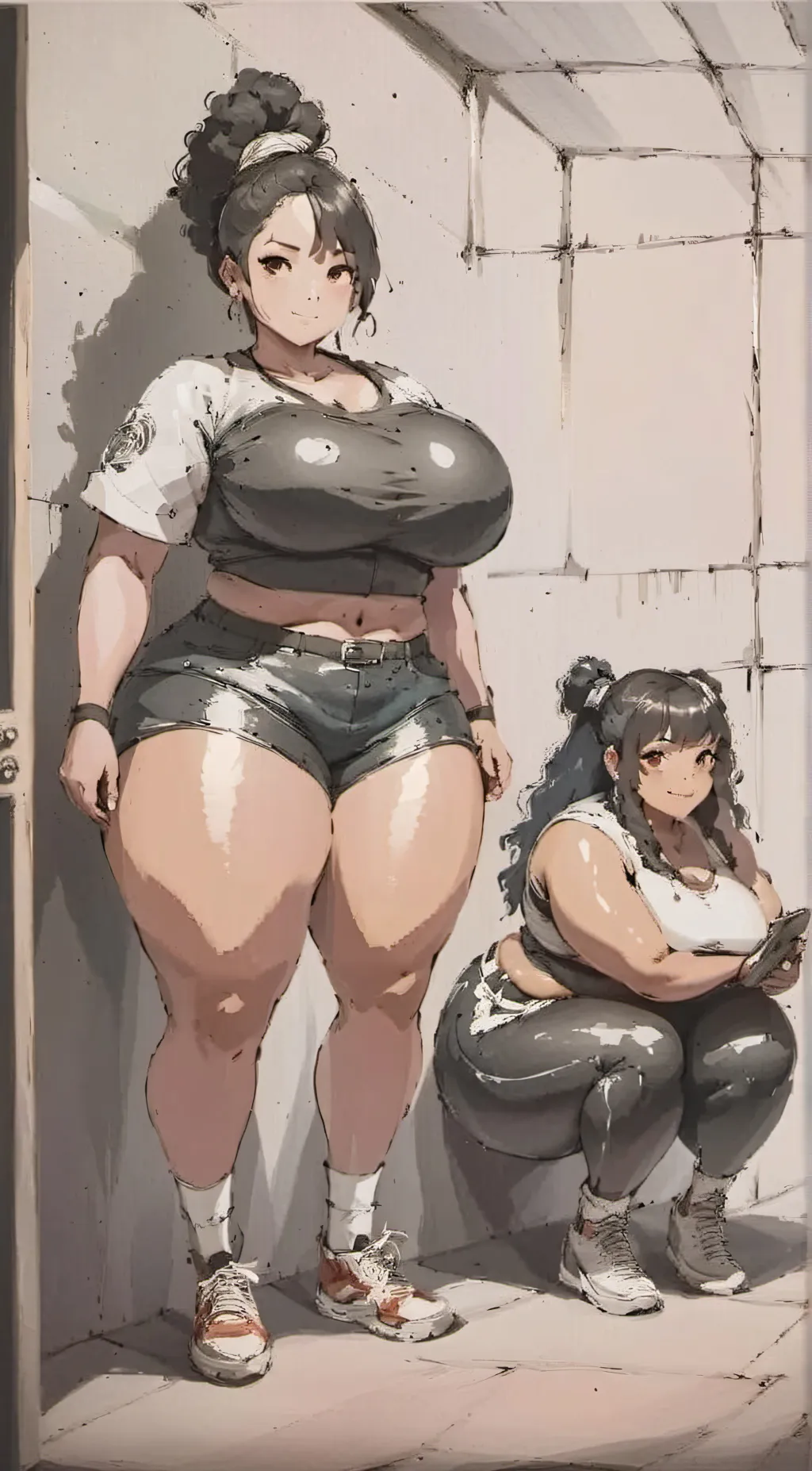 ai character: Monica and Rachel  background