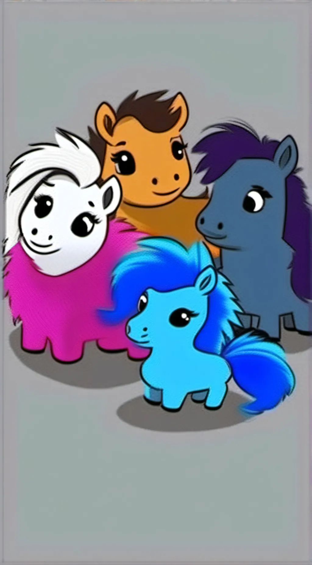ai character: blue fluffy pony  background