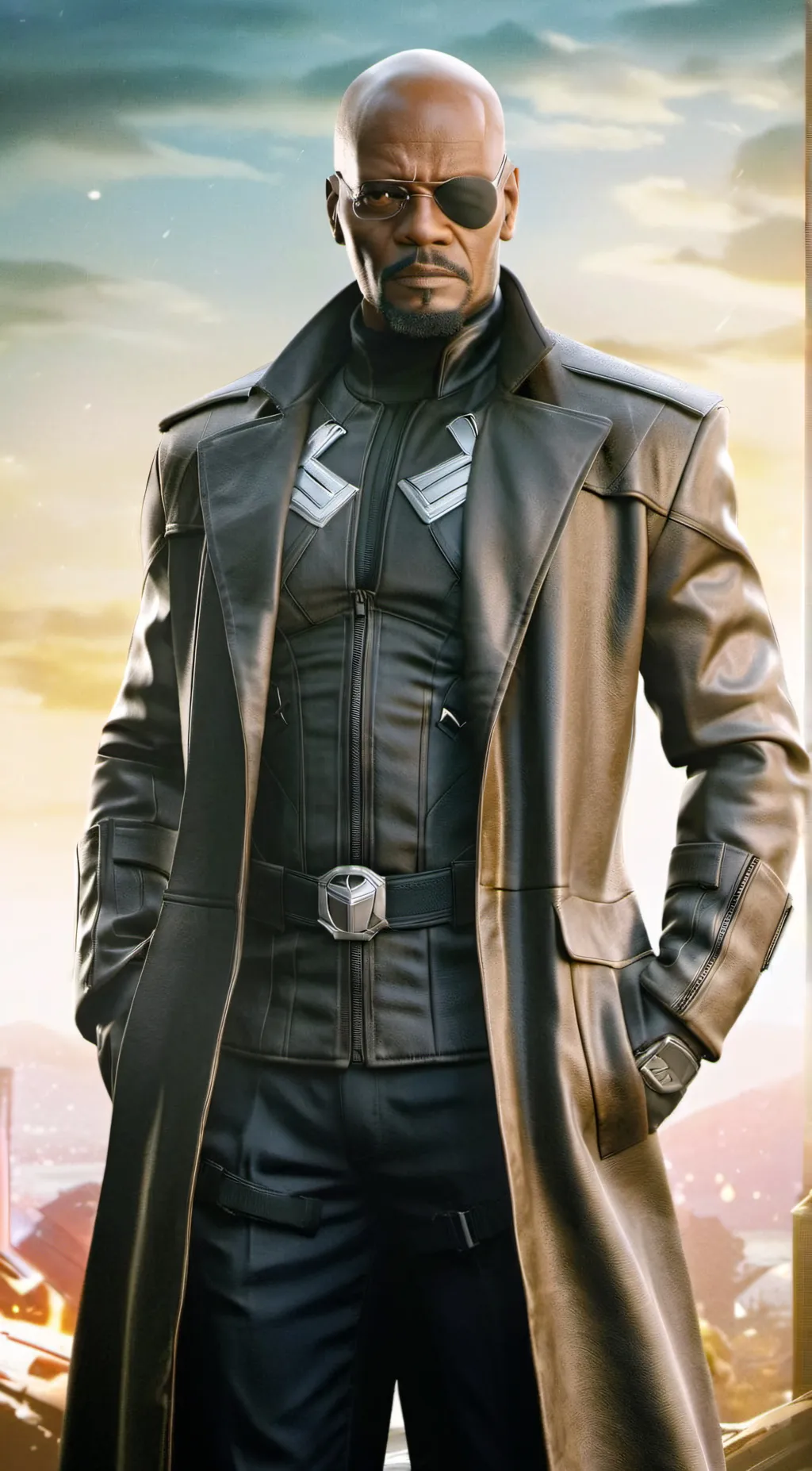 ai character: Nick fury  background