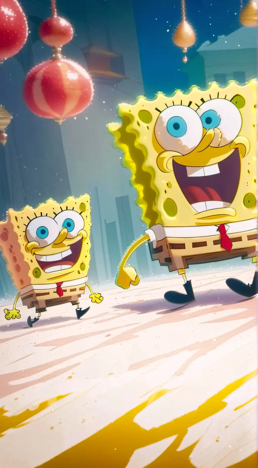ai character: 2 SpongeBobs background