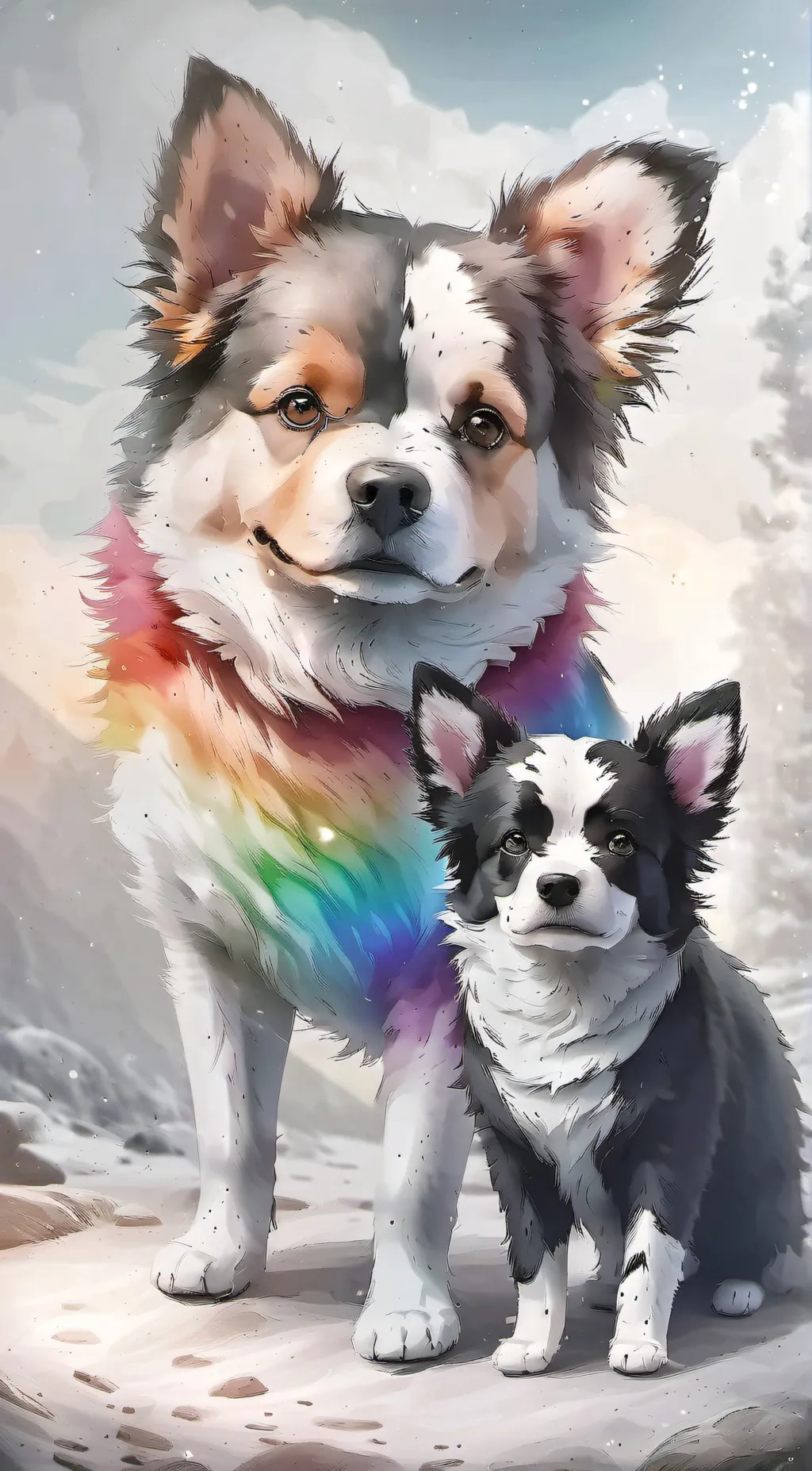 ai character: rainbow and cookie background