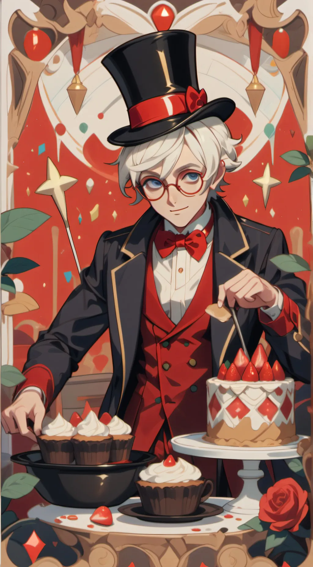 ai character: willy wonka  background