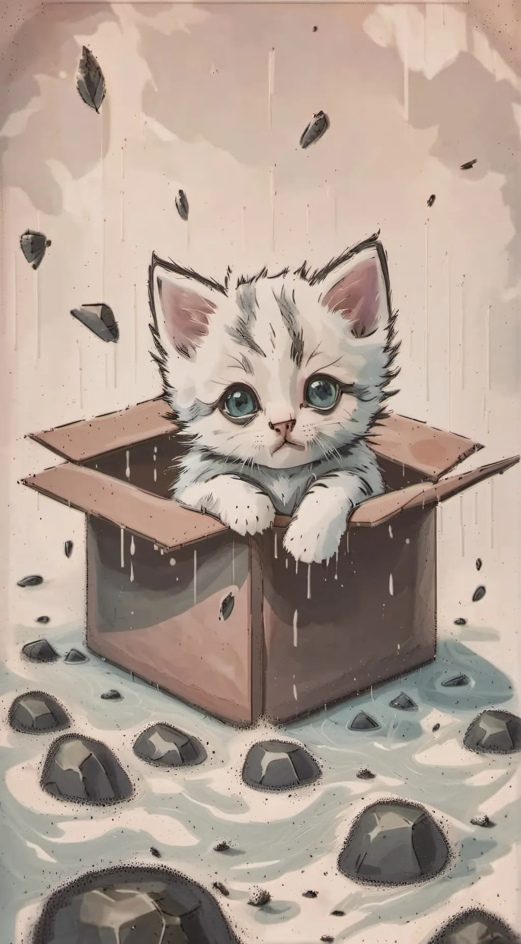 ai character: Abandoned kitten background