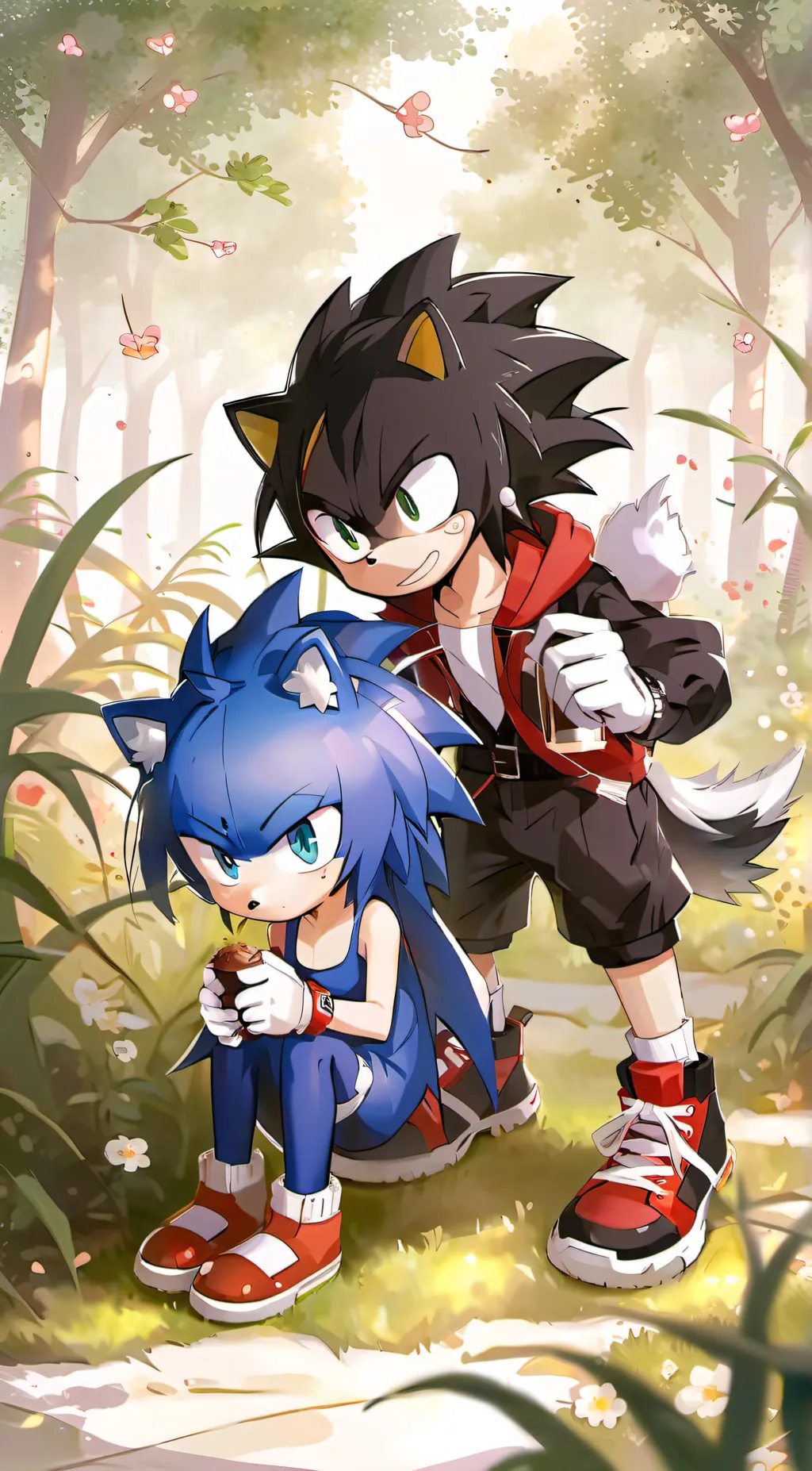 ai character: SONIC AND SHADOW background