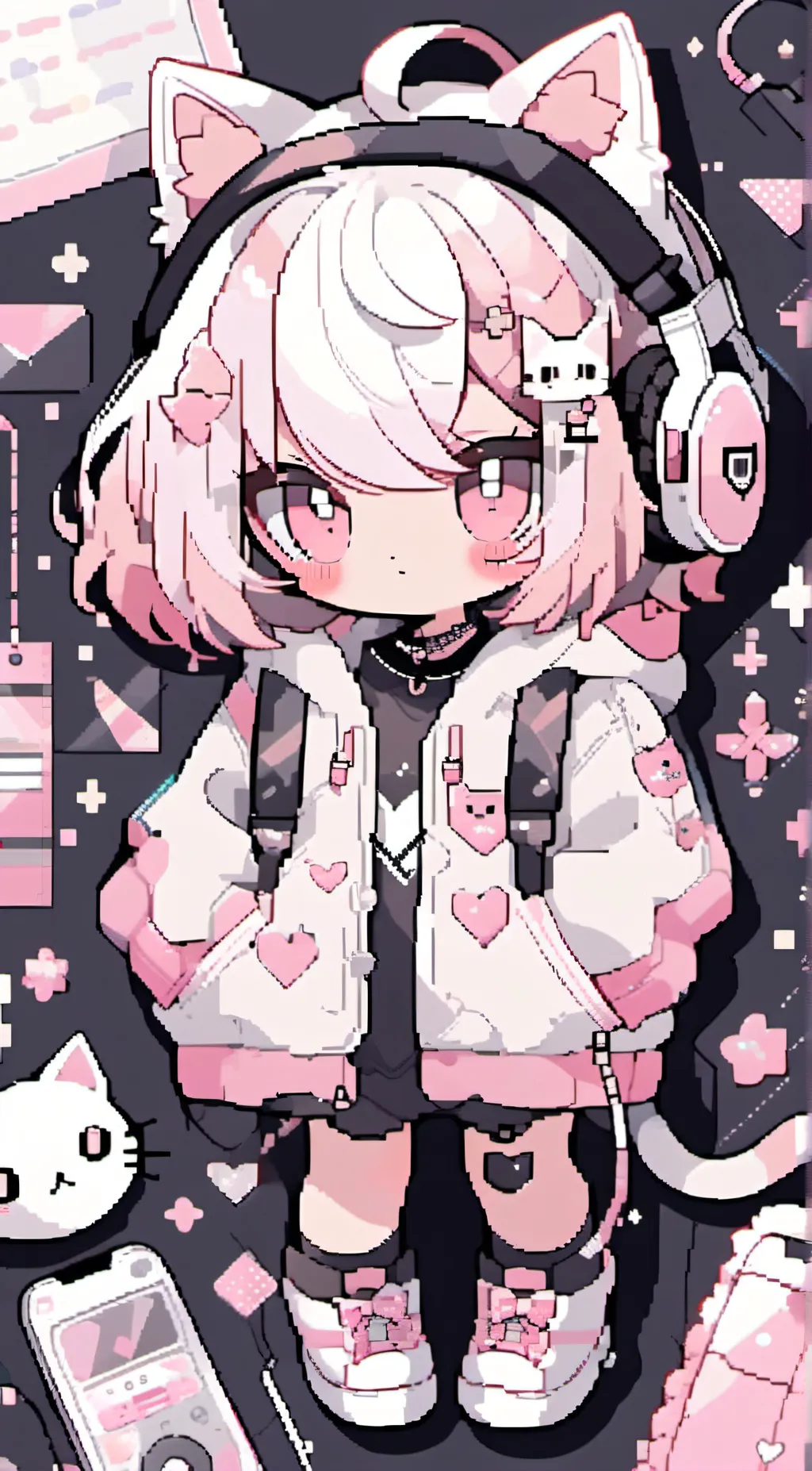 ai character: cat pink 🌺💗💖 background