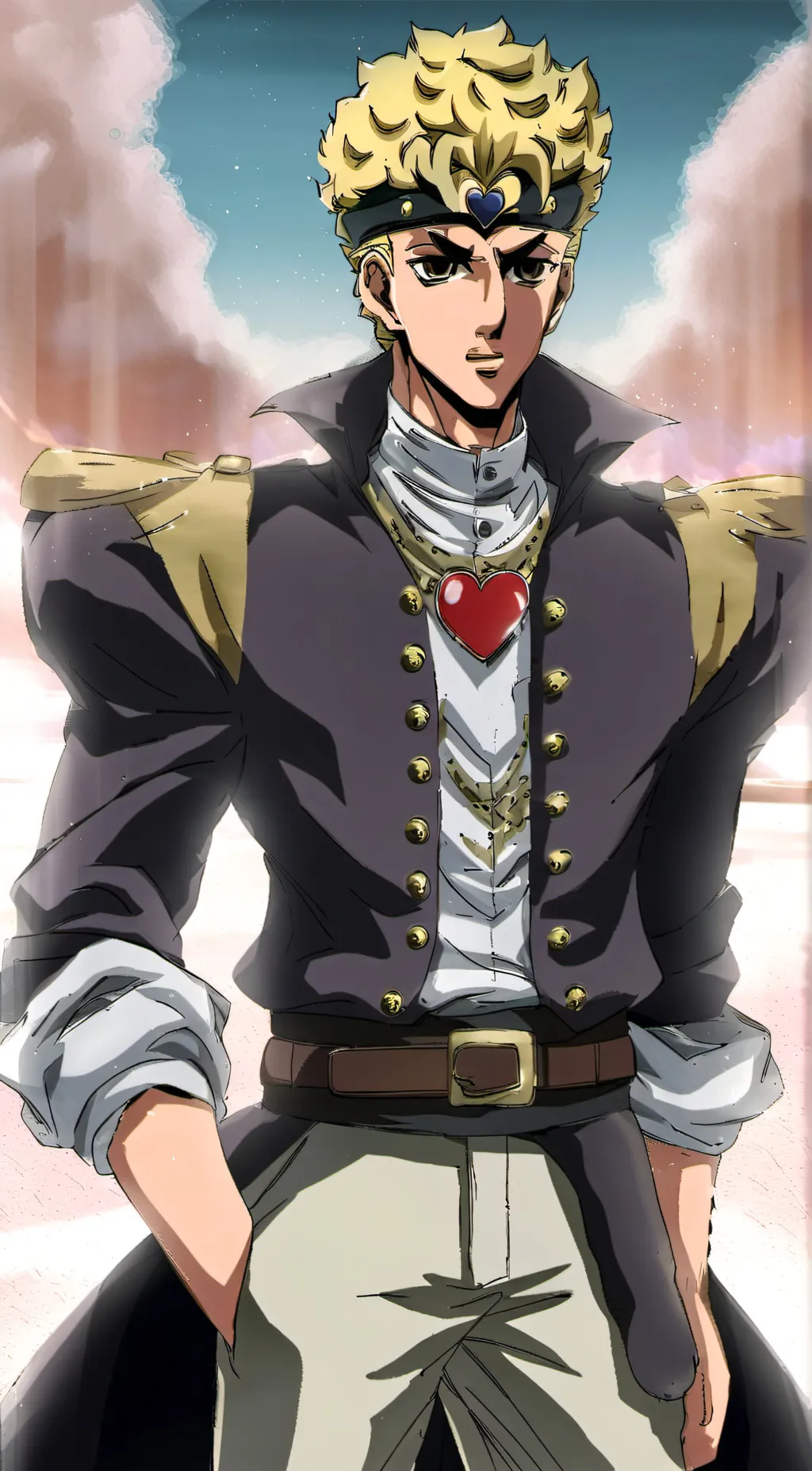 ai character: giorno Giovanna  background
