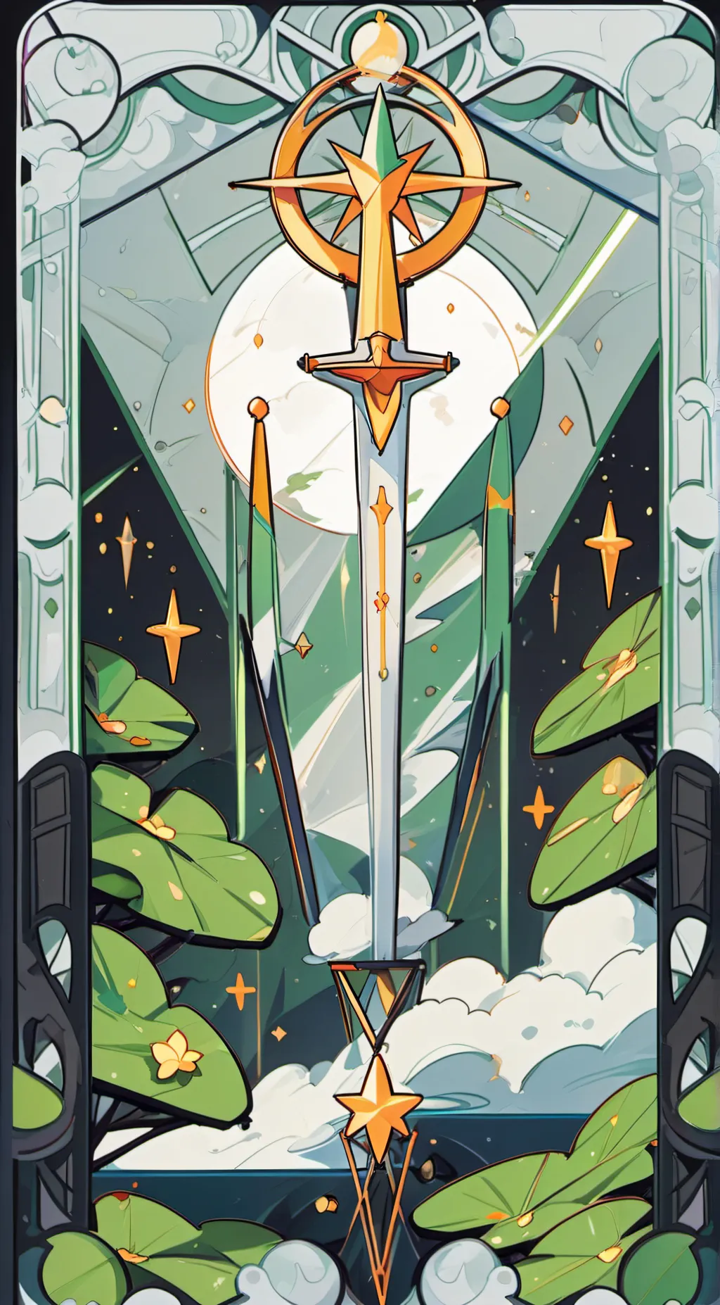 ai character: golden arrow background