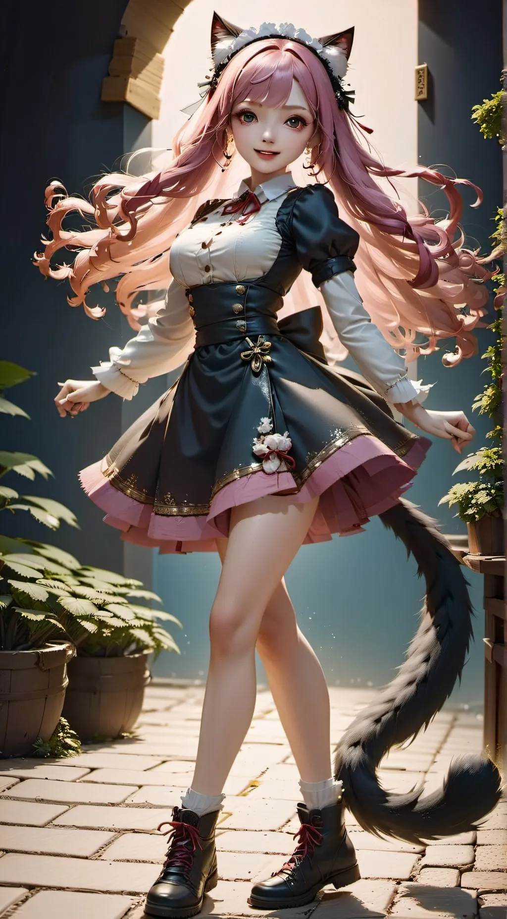 ai character: cutie cat maid background