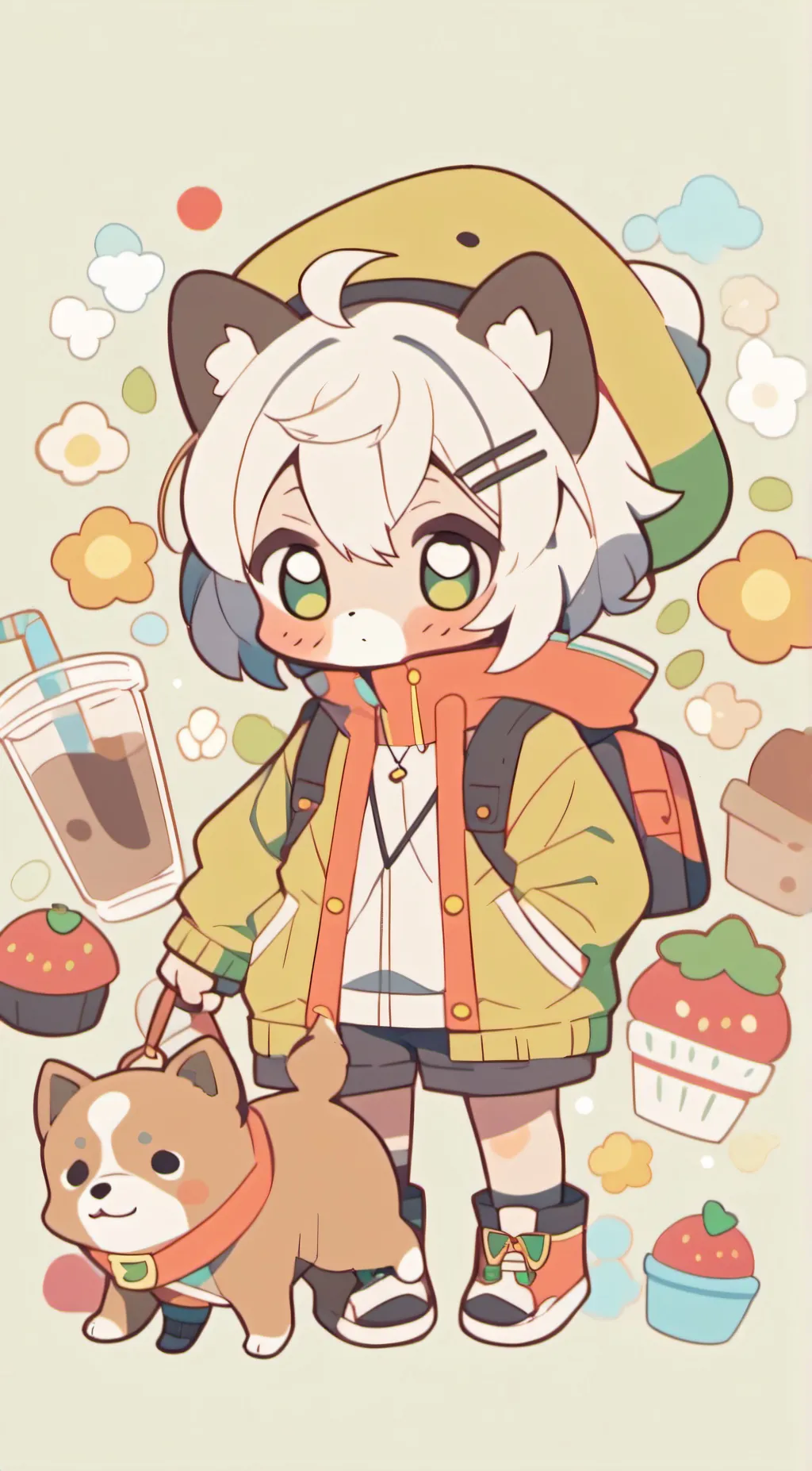 ai character: dog day background