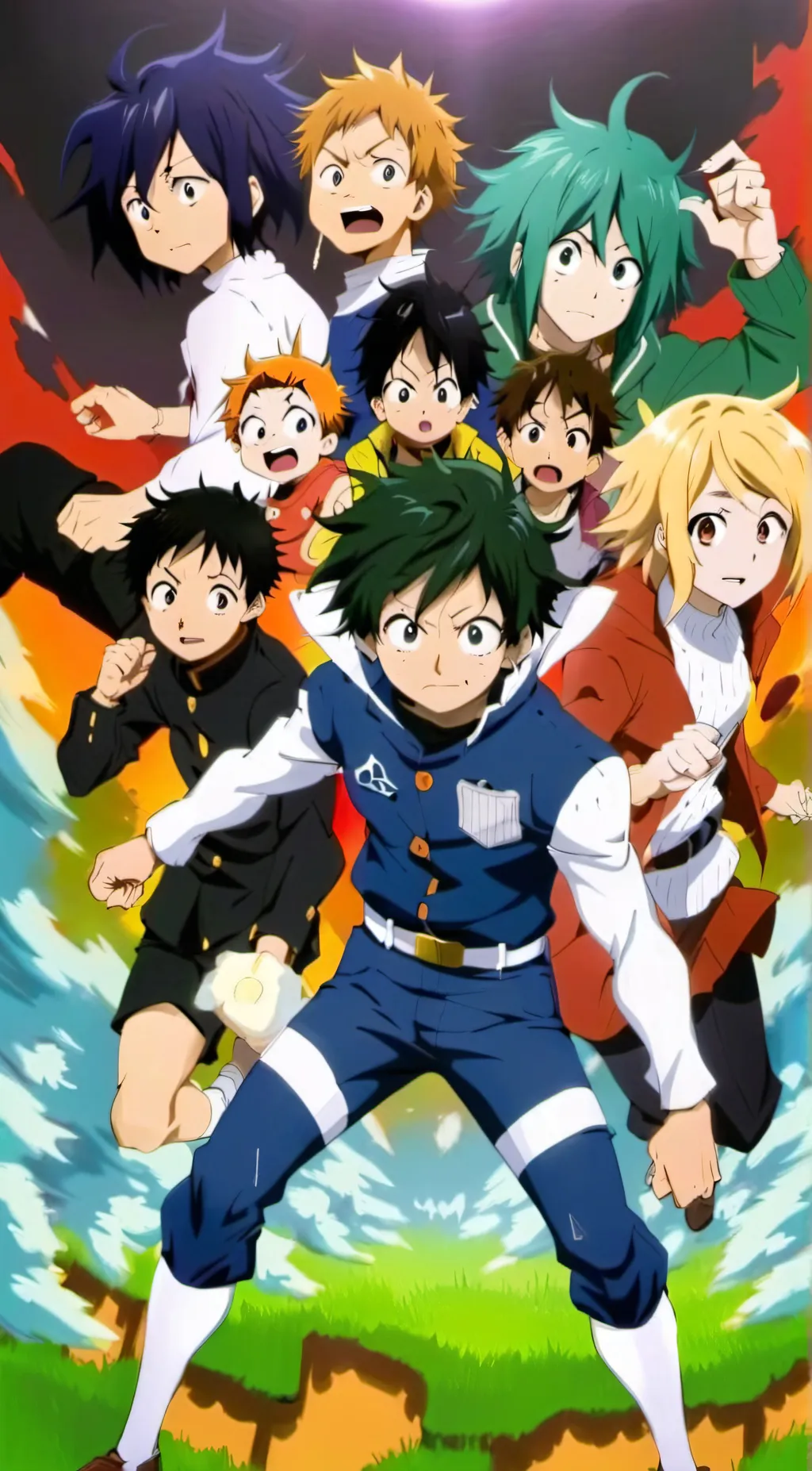 ai character: Mha hero suits background