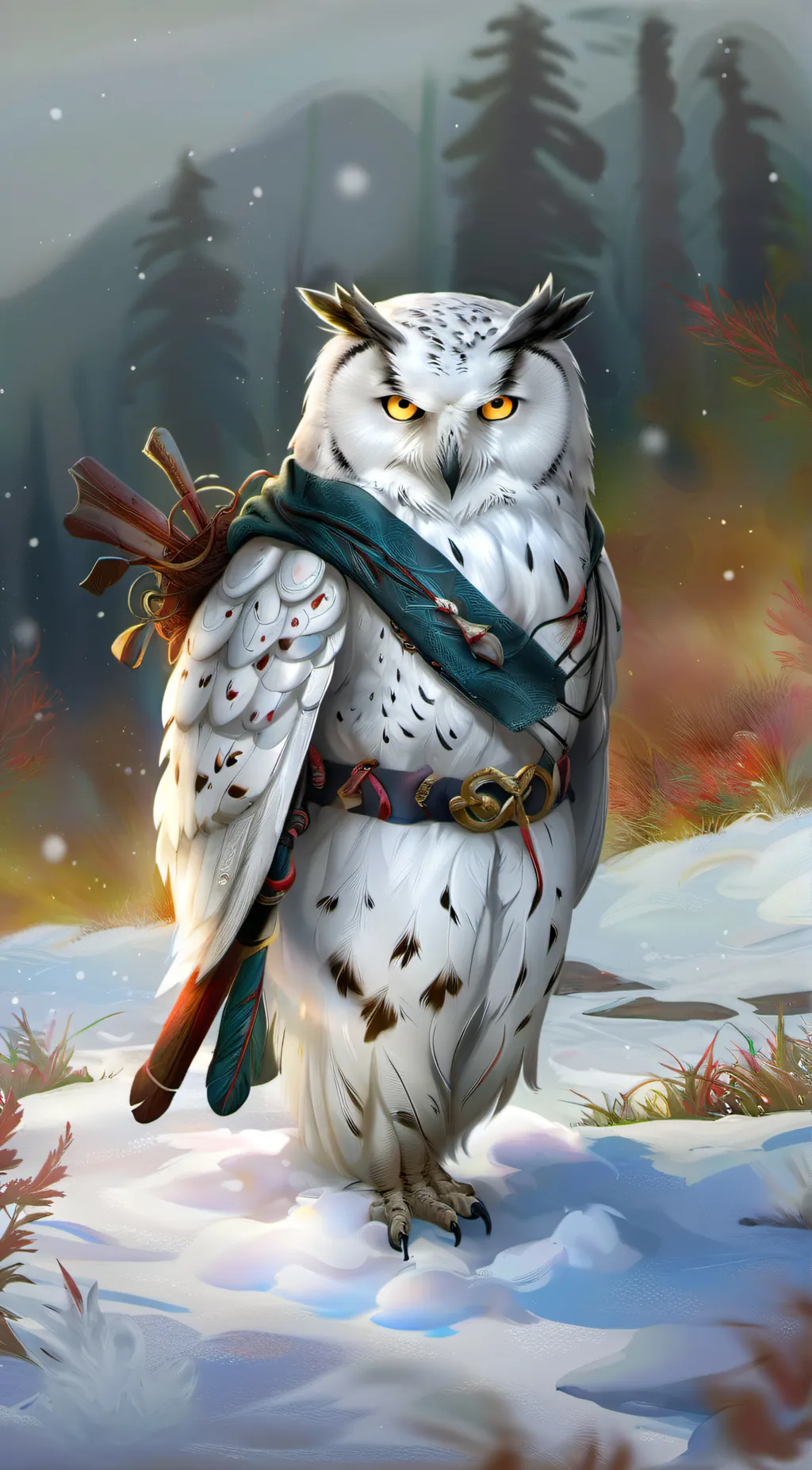ai character: snowy background