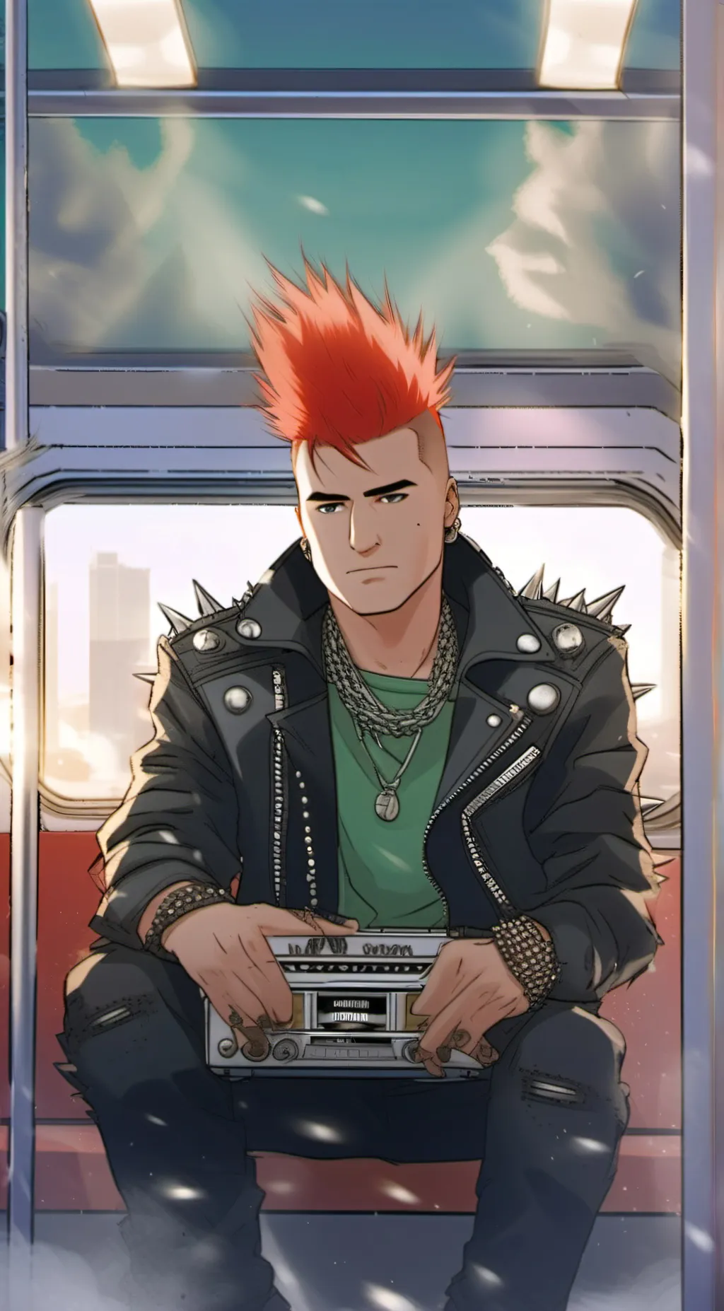 ai character: Punk on the Bus background