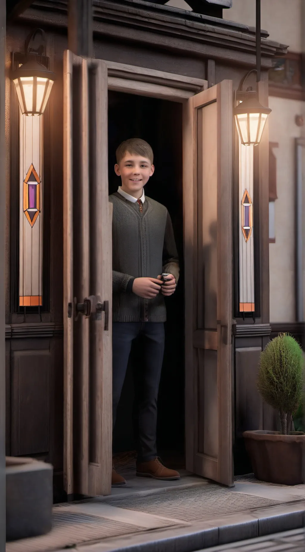 ai character: random guy at door background