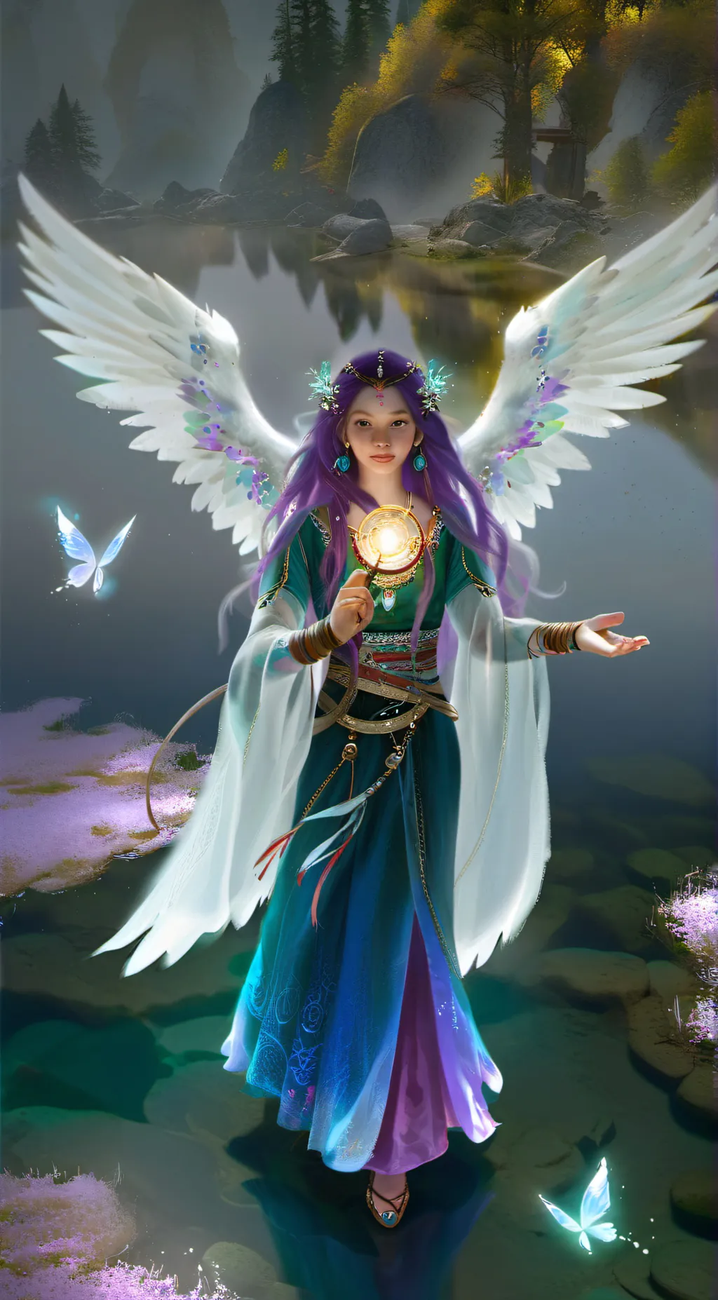 ai character: Angel Emily  background