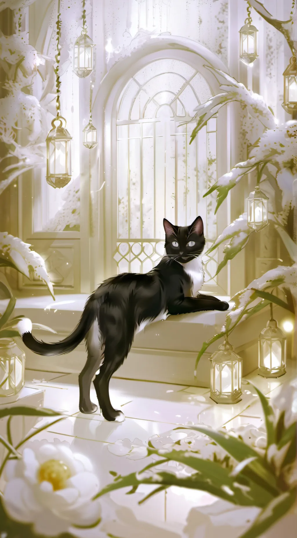 ai character: goddess cat  background