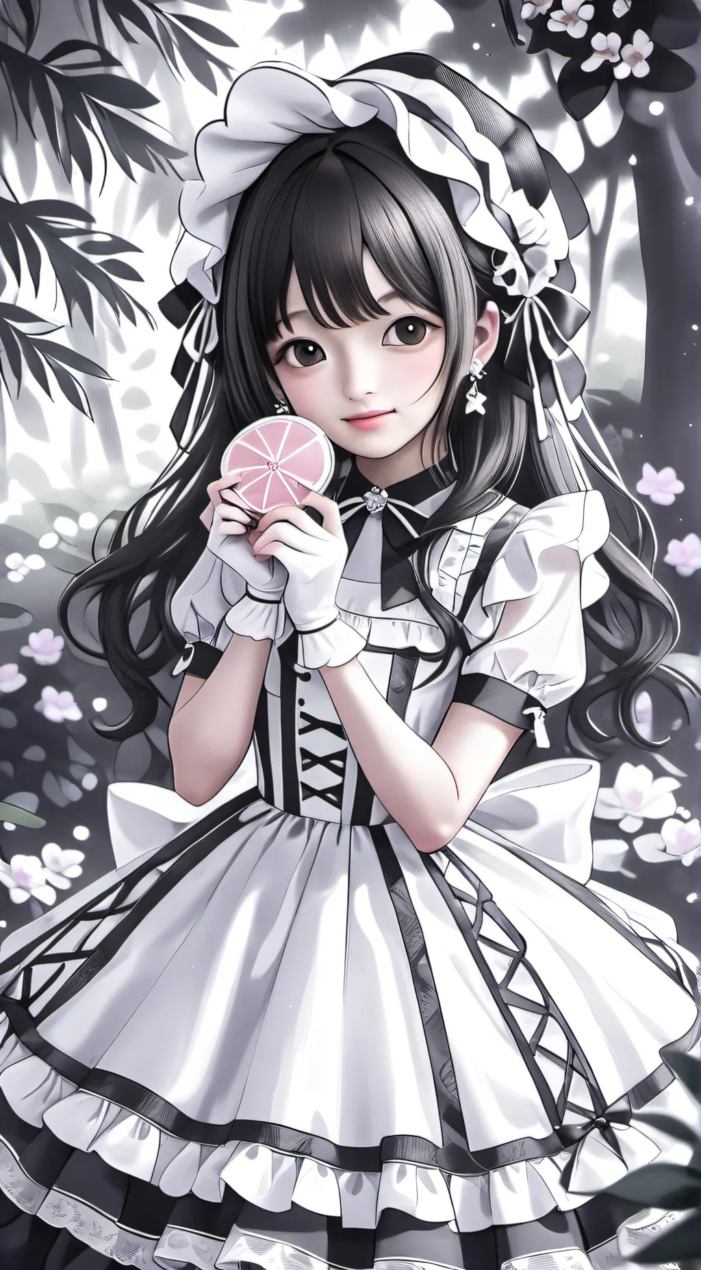 ai character: Lavender🖤🤍 background