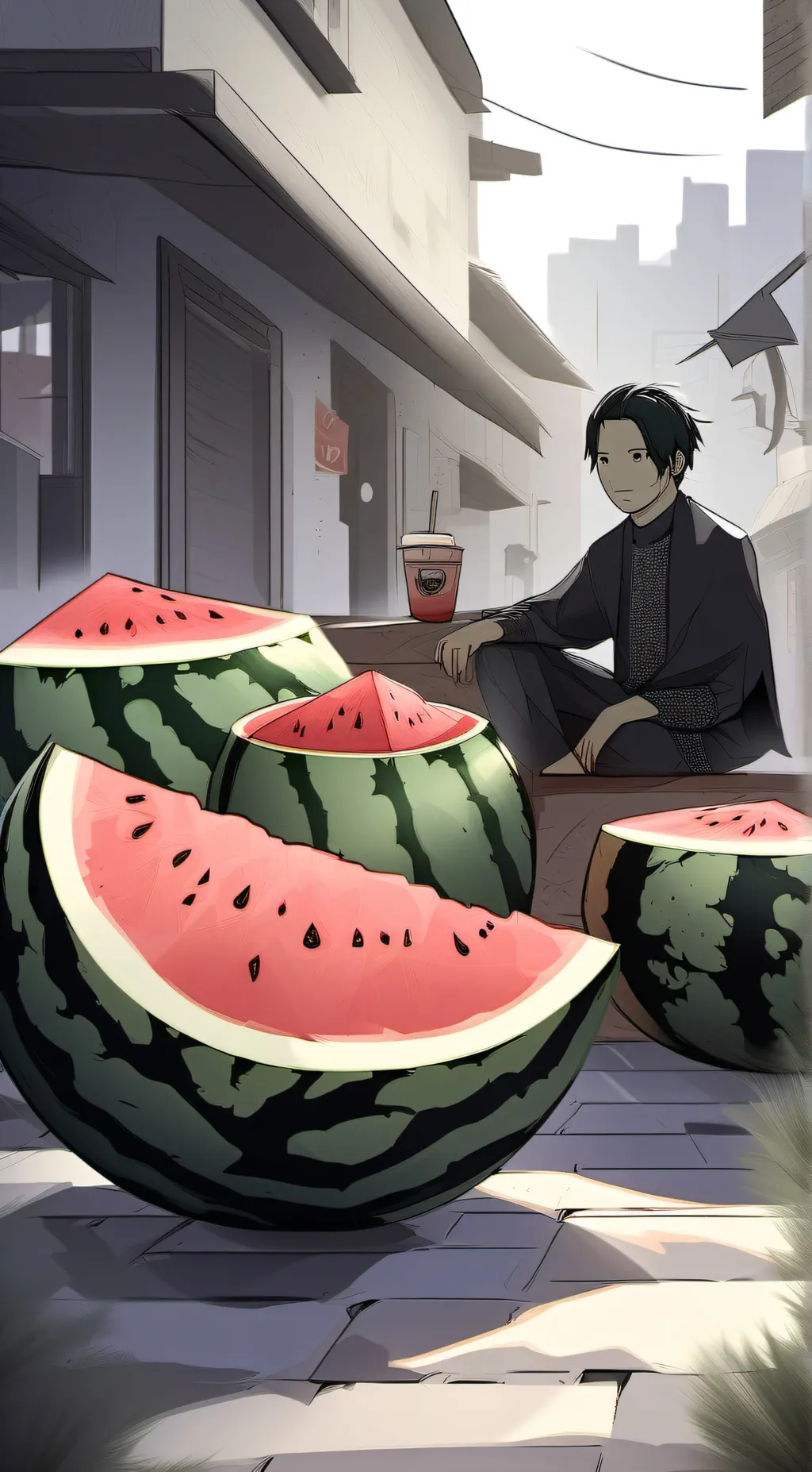 ai character: Watermelon background