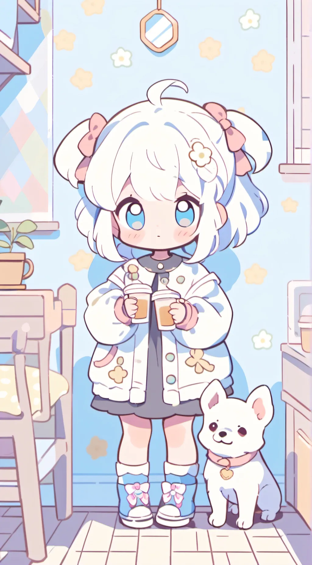 ai character: kara and her puppy background
